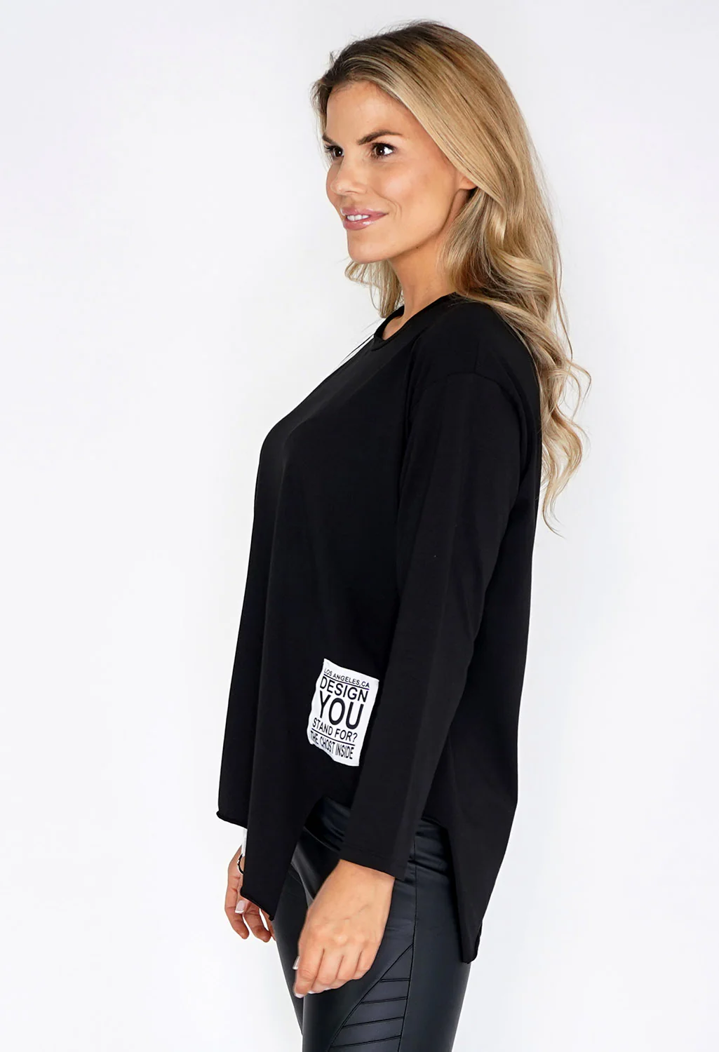 Black Long Sleeved T-Shirt with White Stripes