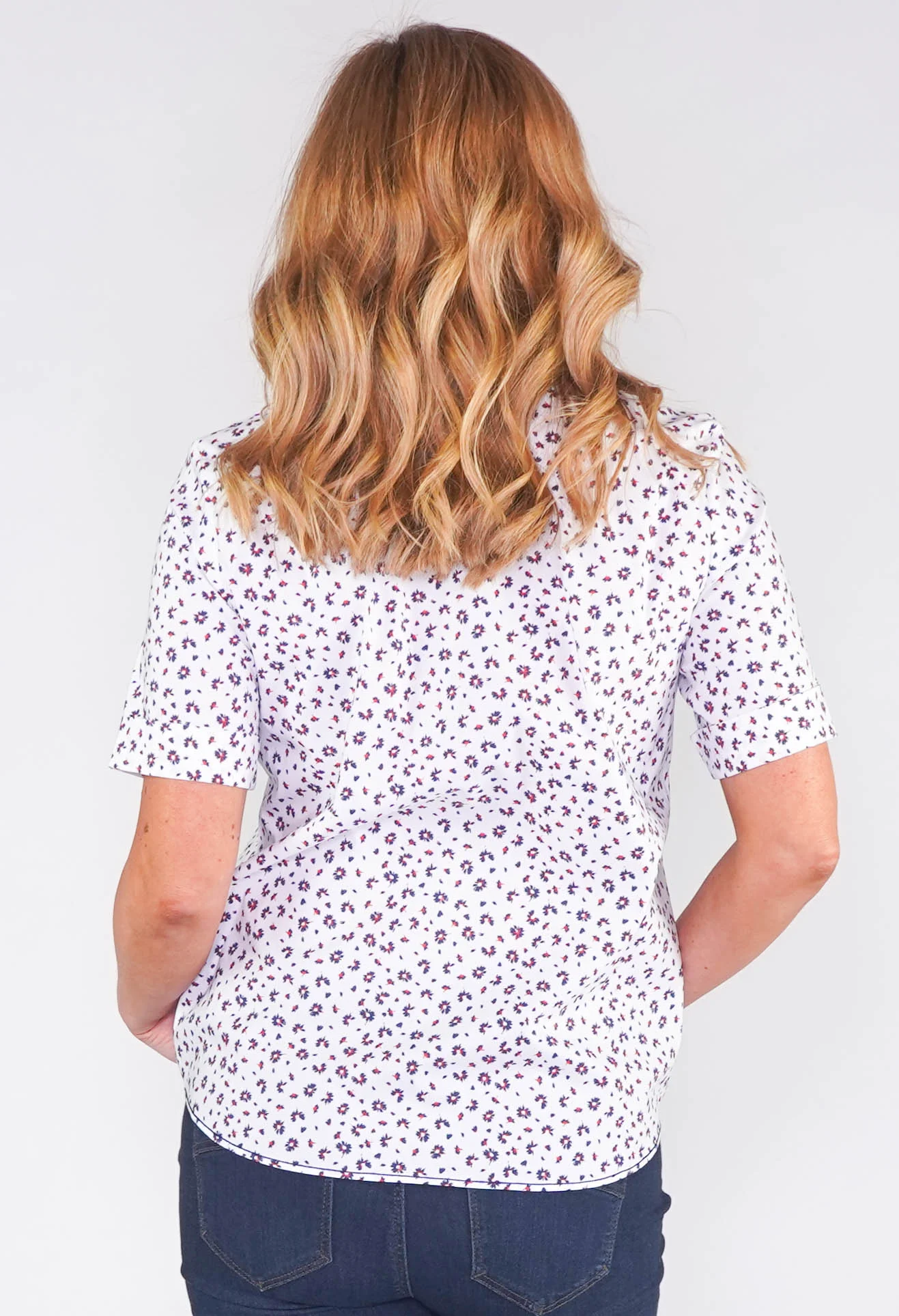 SHORT SLEEVE BLOUSE WITH FLOWER PRINT