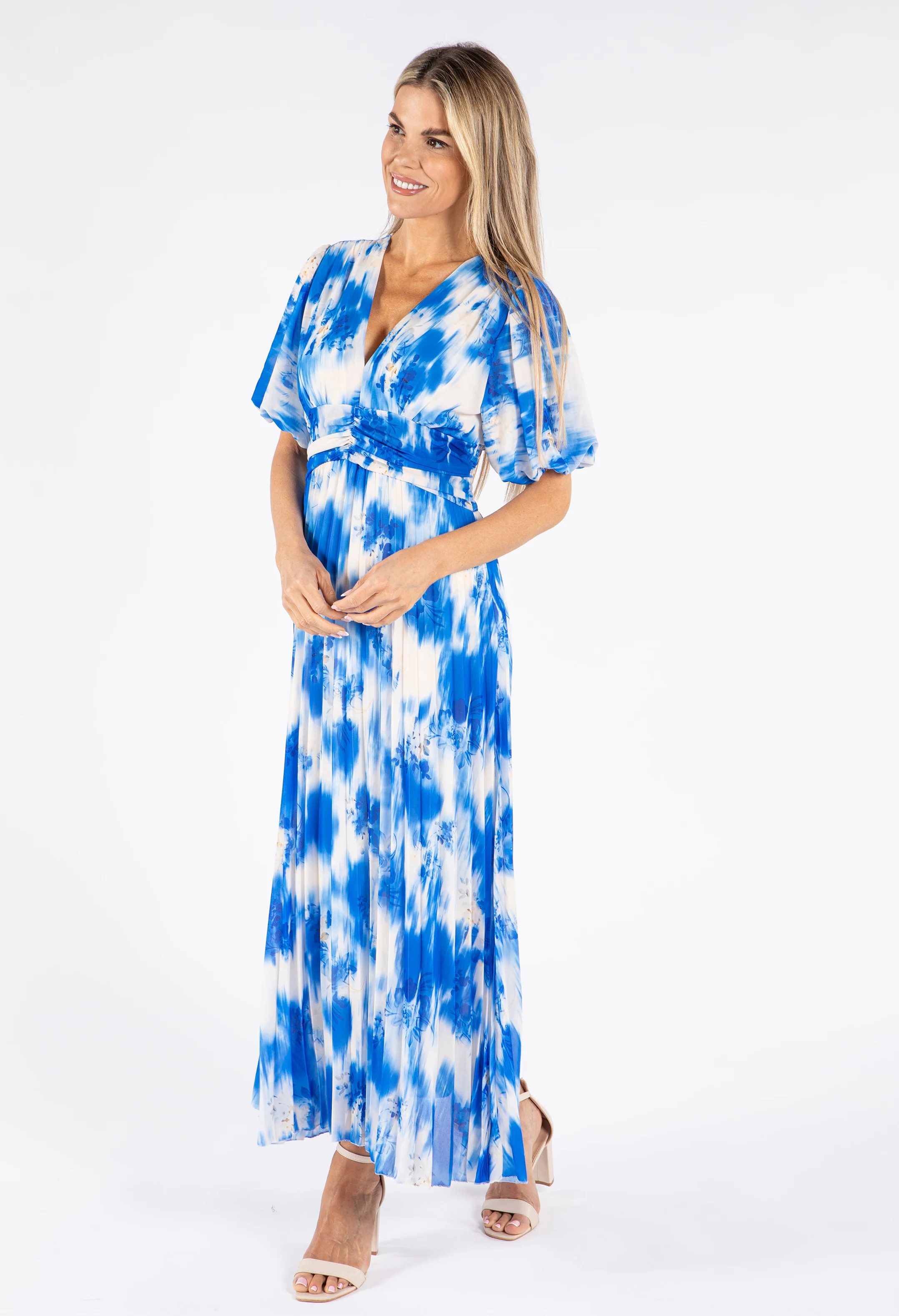 Watercolour V Neck Maxi Dress