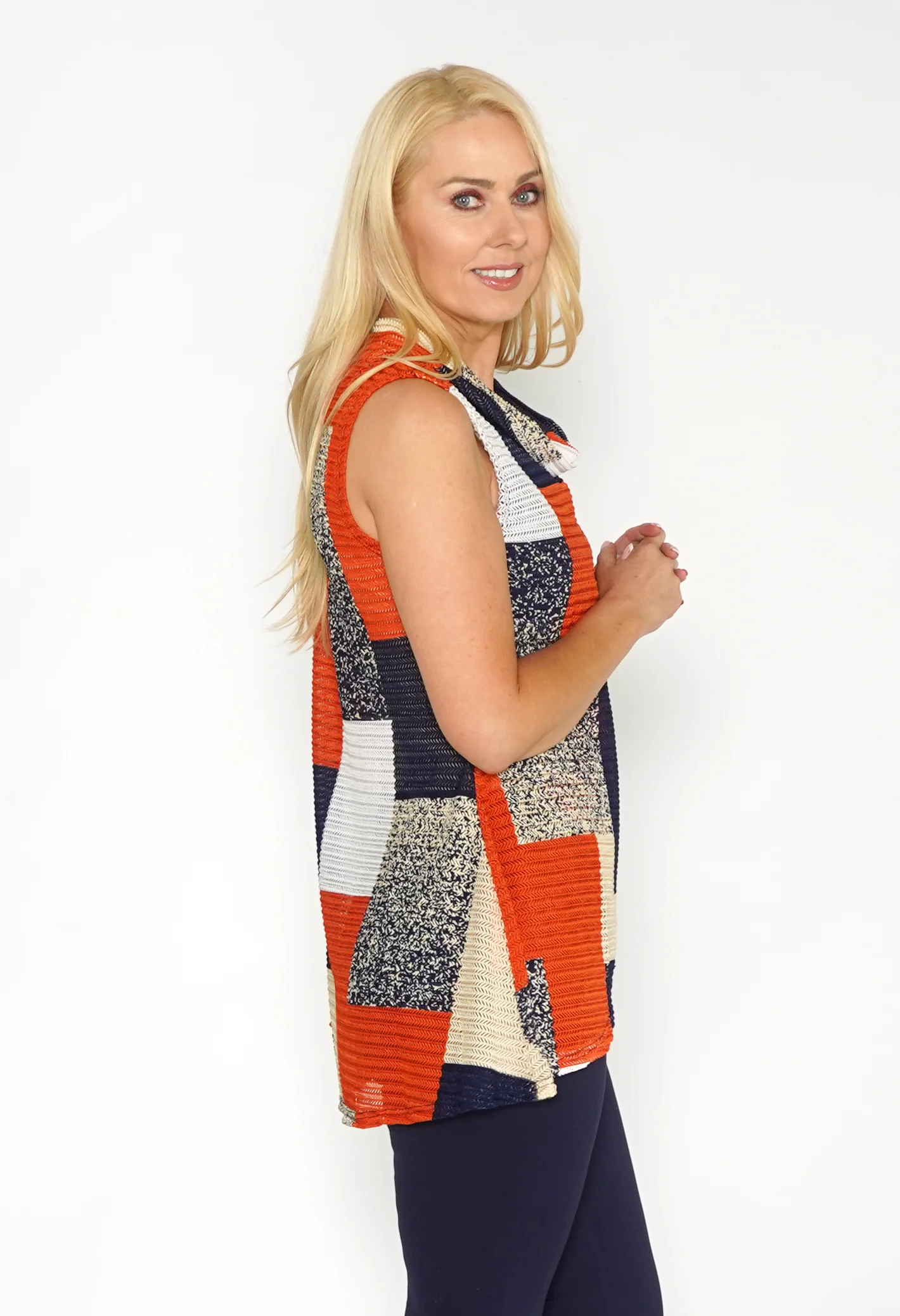 MULTI COLOUR ROUCHED NECK TOP-1