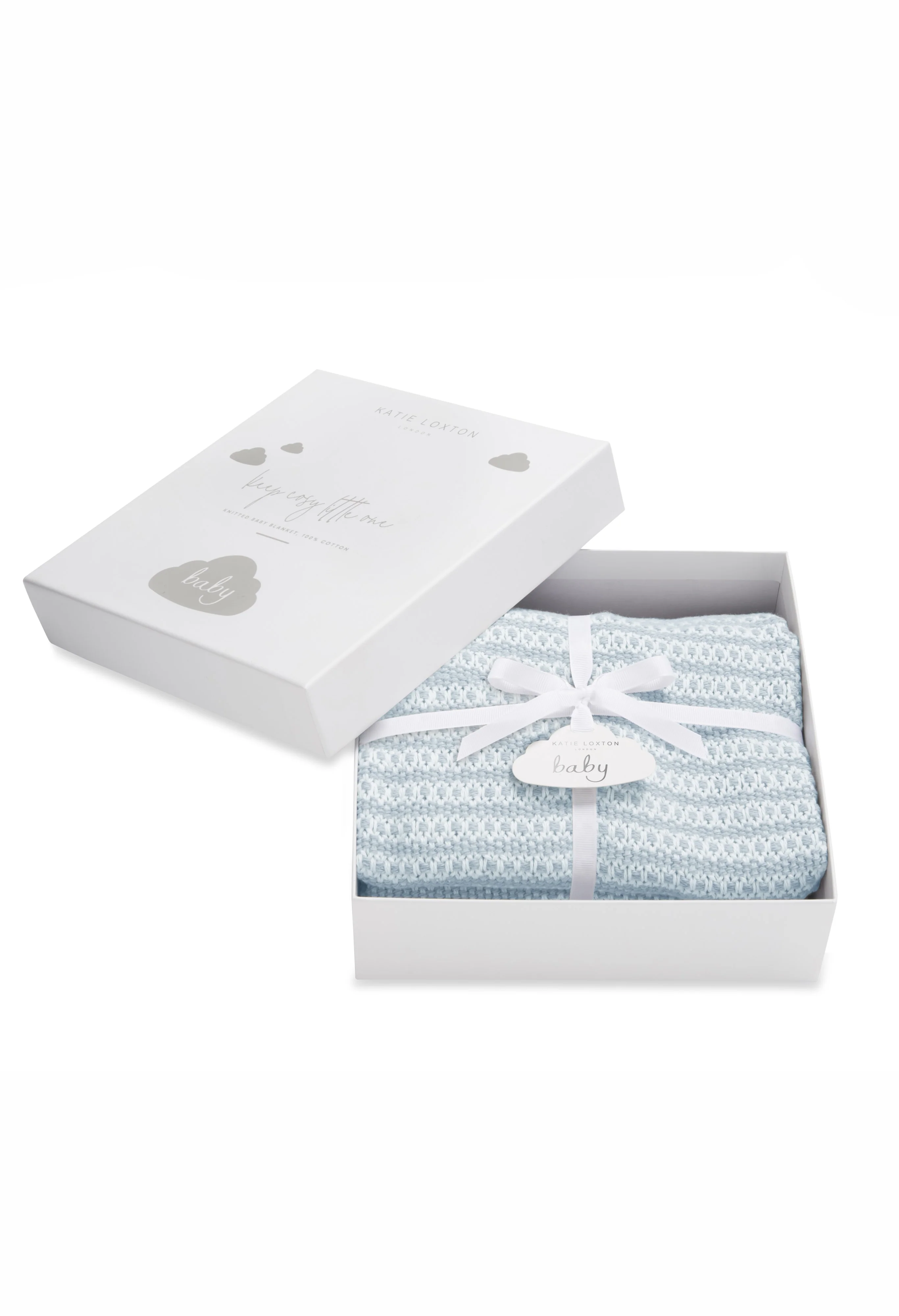 COTTON KNITTED BABY BLANKET | BLUE