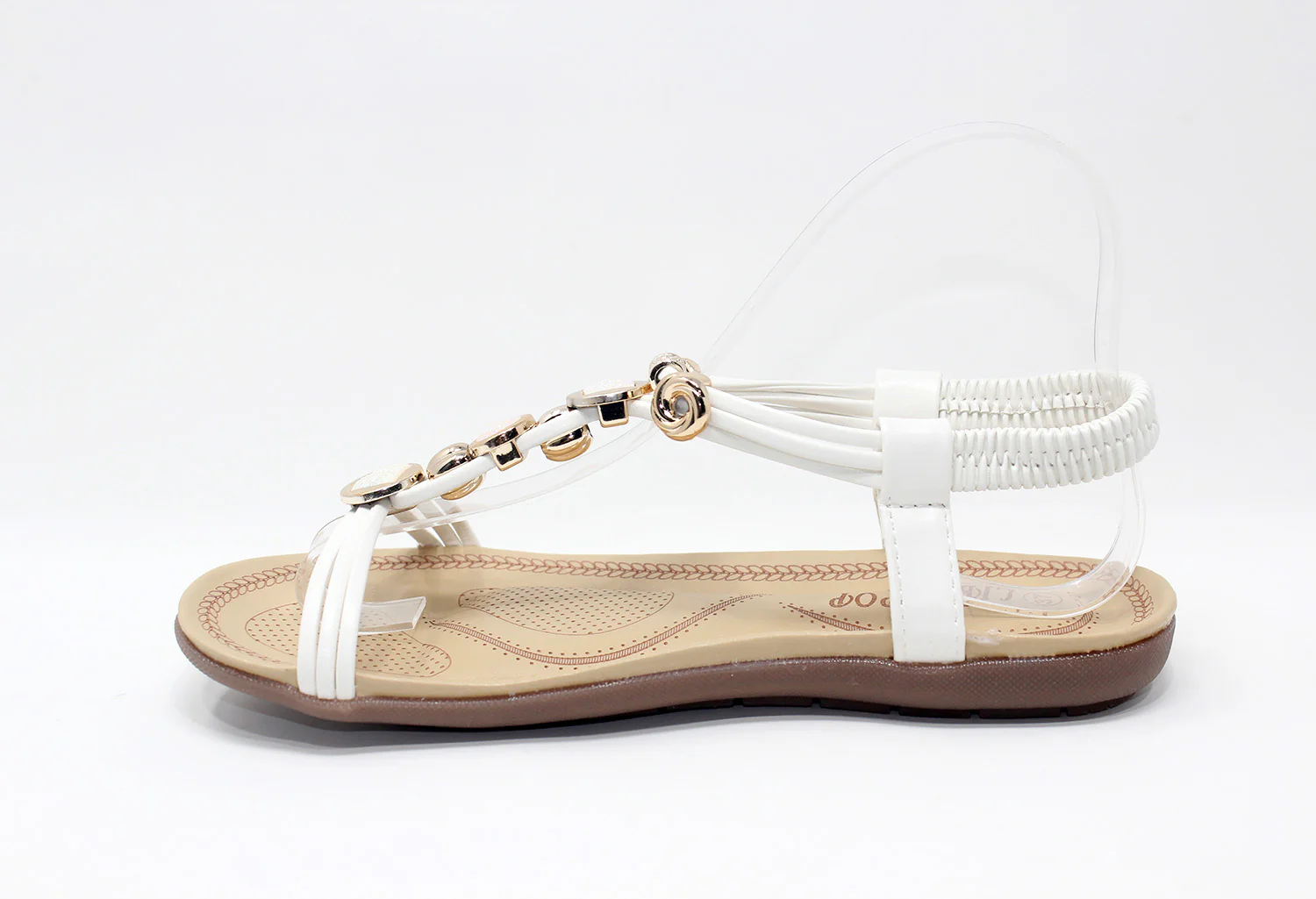 Glitter Studded Detail Sandal in White