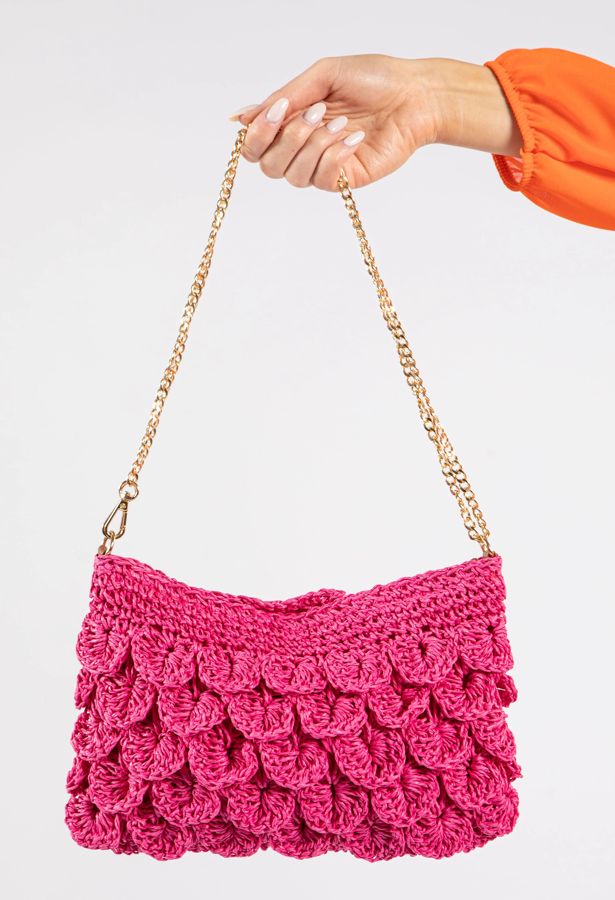 Straw Scalloped Cross Body Bag