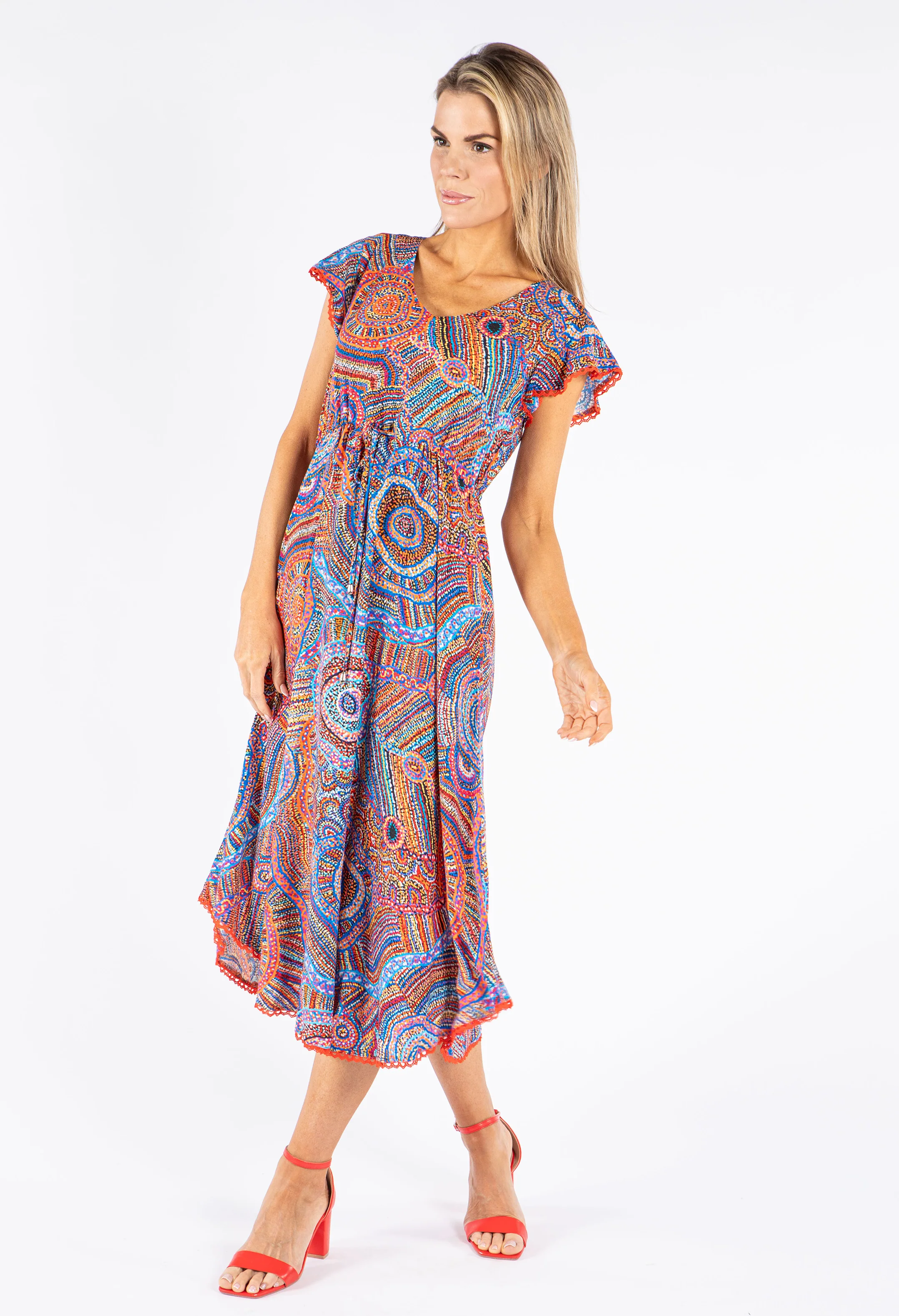 Abstract Print Midi Dress