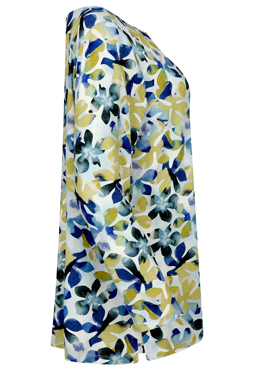 Blossom Print Top in Blue and Yellow