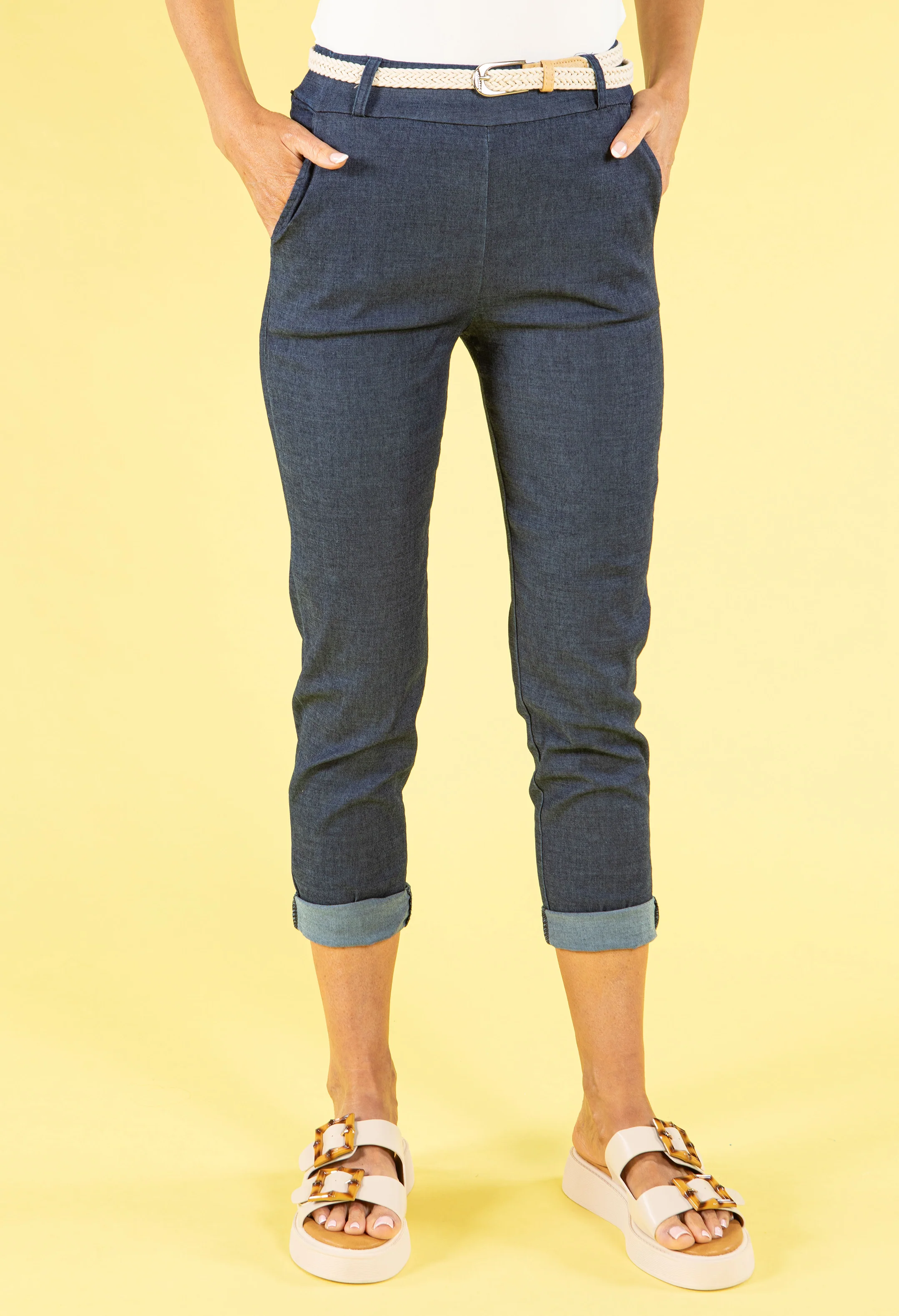 Belted Turn Up Capris