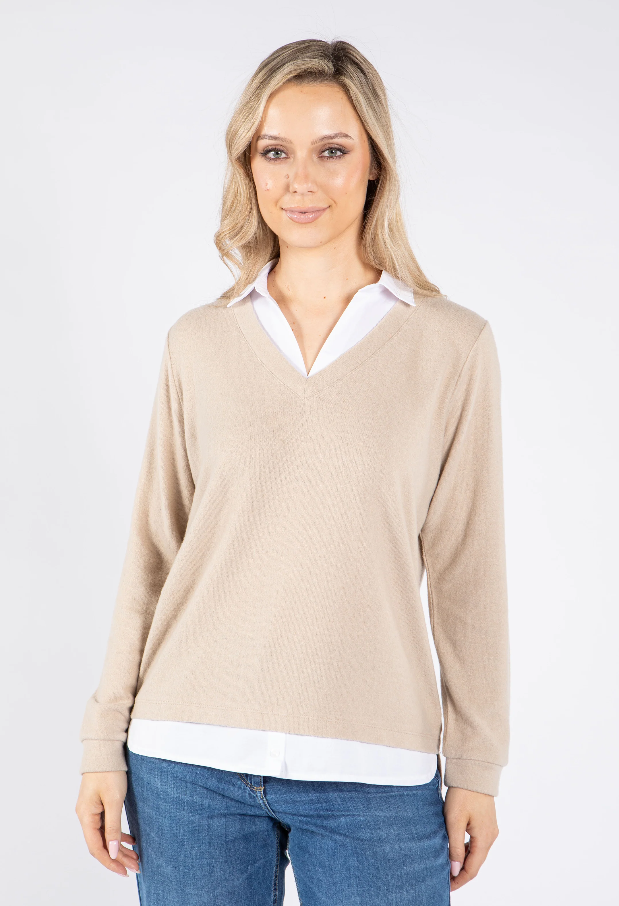 Super Soft Two in One V Neck Jumper