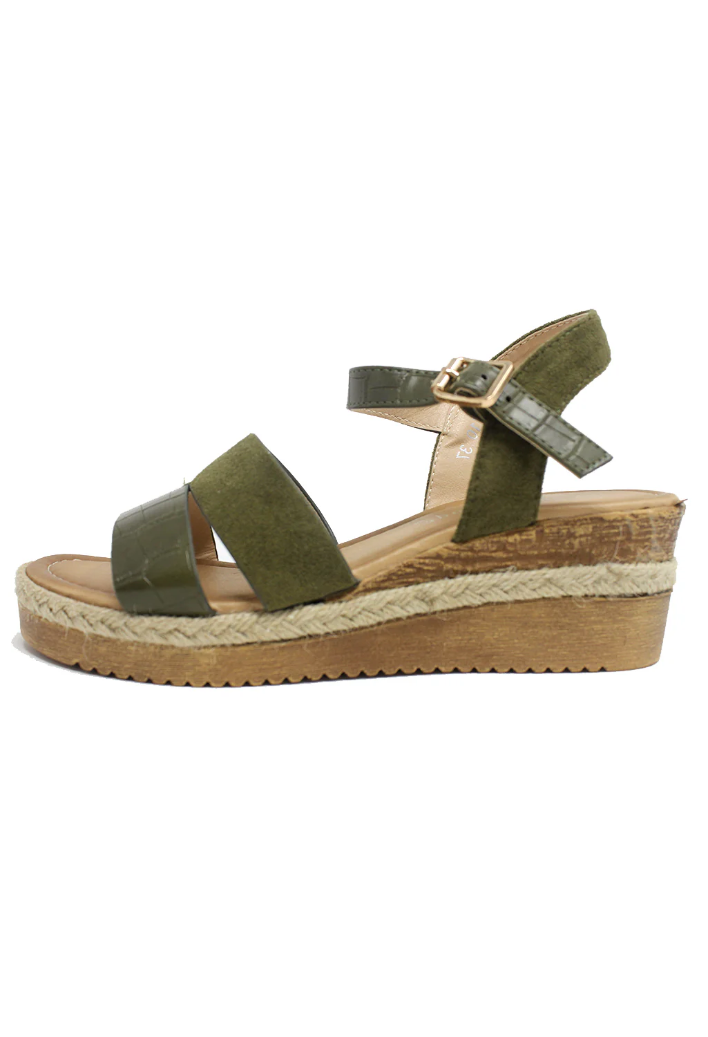 Olive Mid-Wedge Strap Sandal