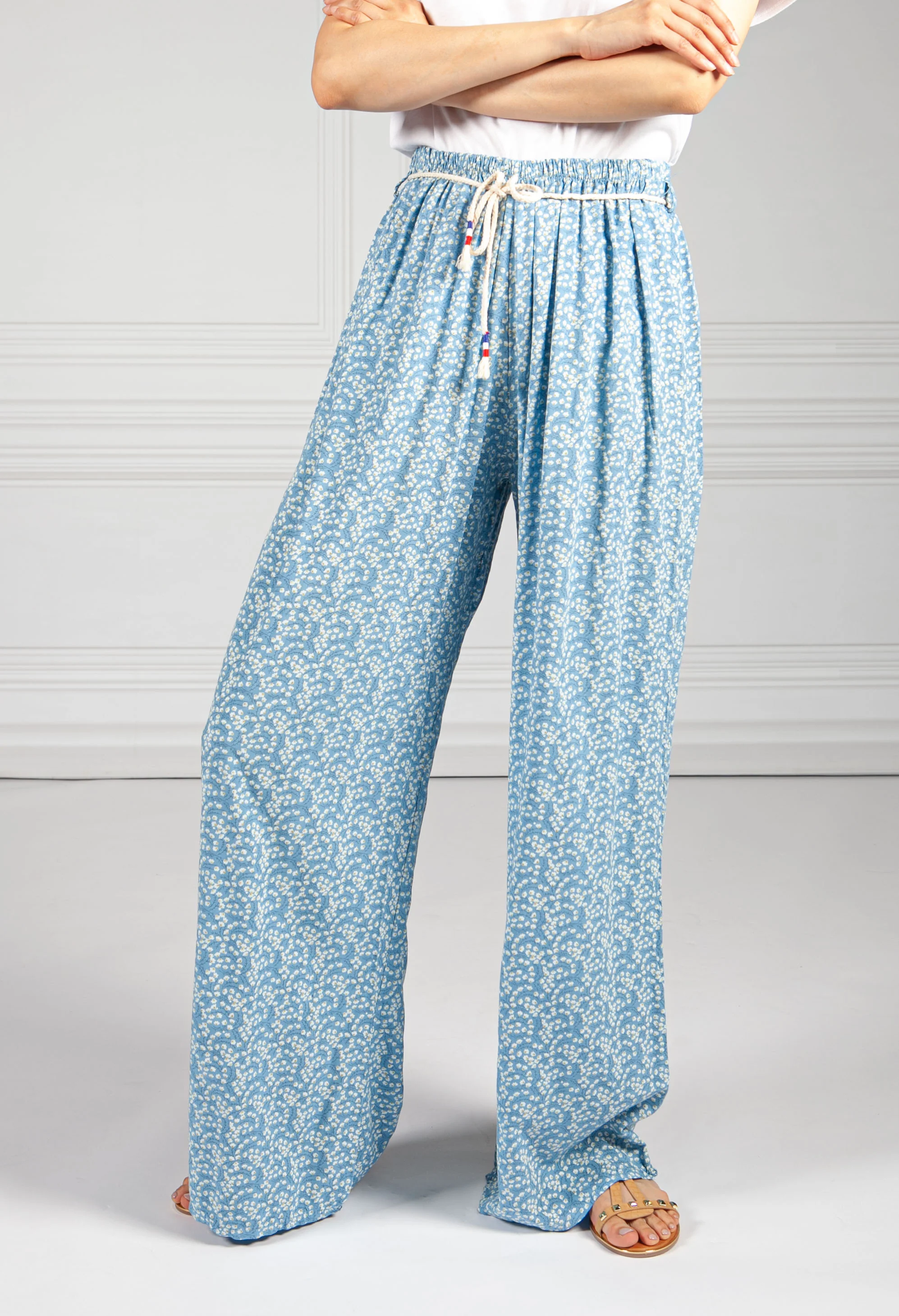 Blue Mini Bloom Wide Leg Trousers