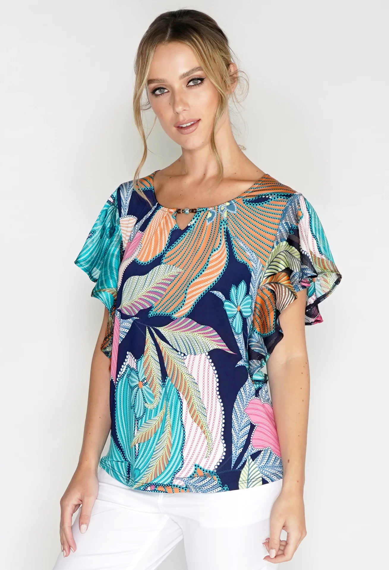 Frill Detail Printed Top