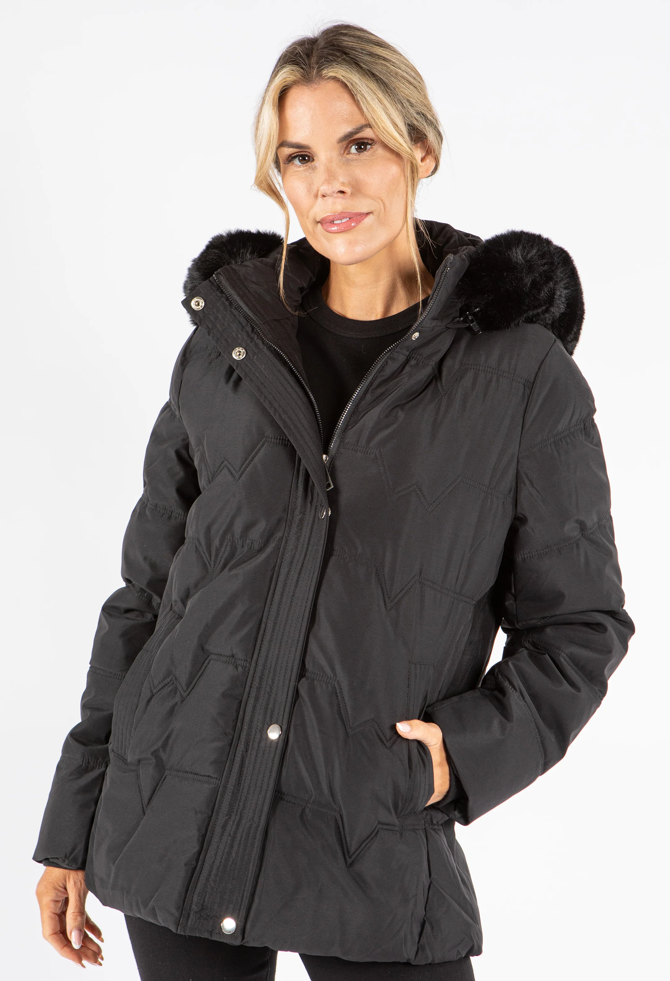 Fur Lined Hooded Coat