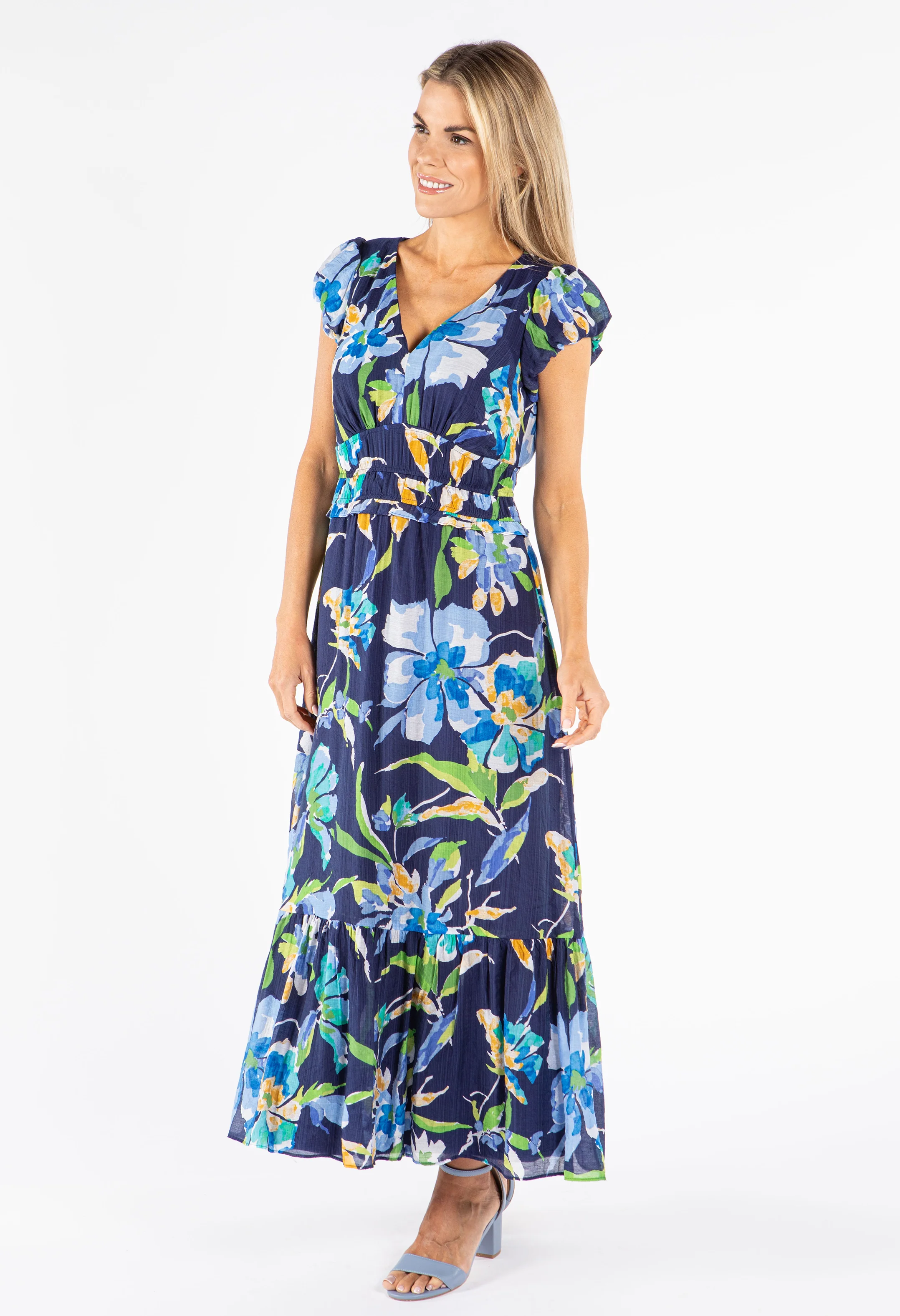 V-Neck Floral Print Dress