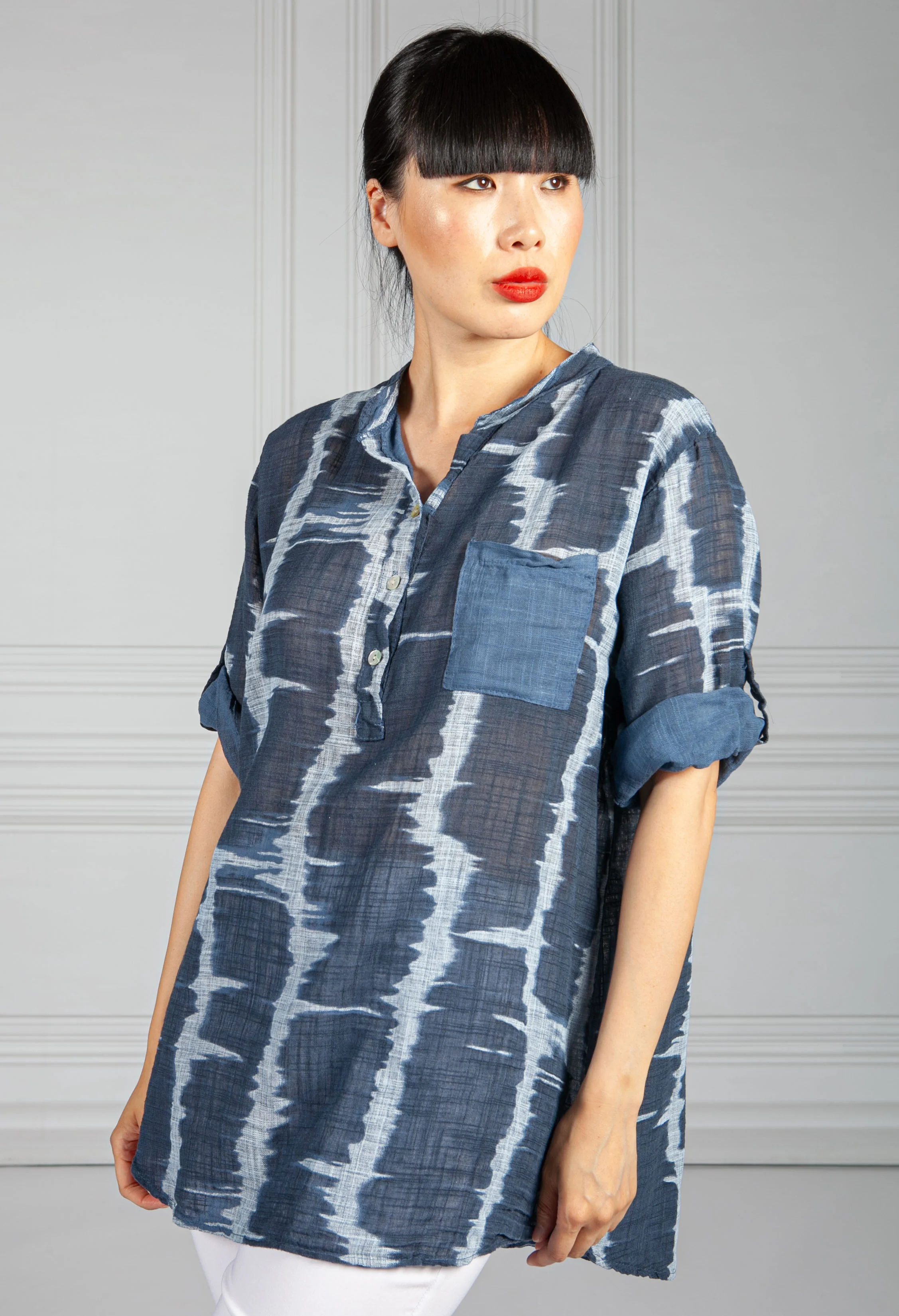 Cotton Tie Dye Shirt in Navy