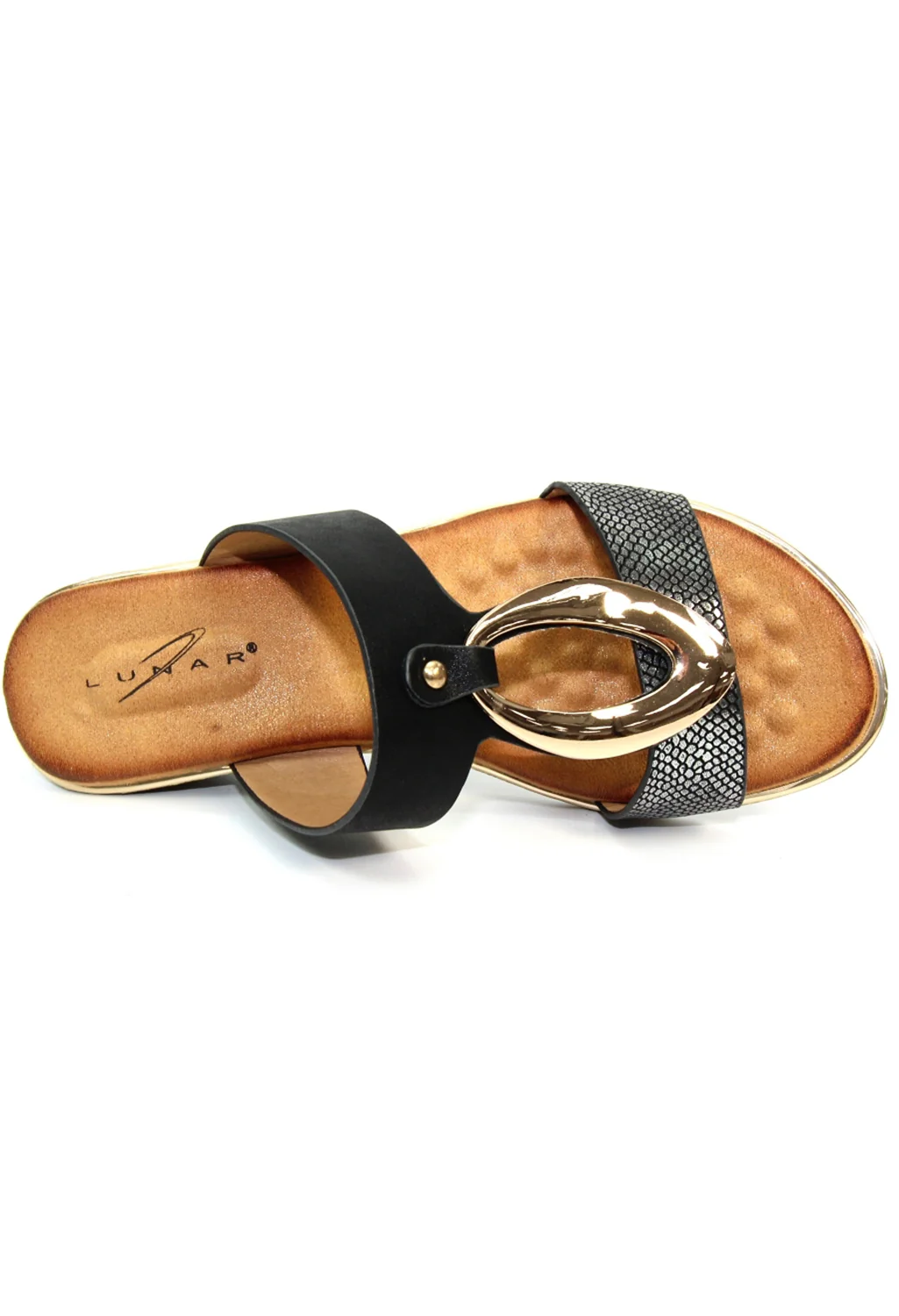 Pennita Black Low Wedge Sandal