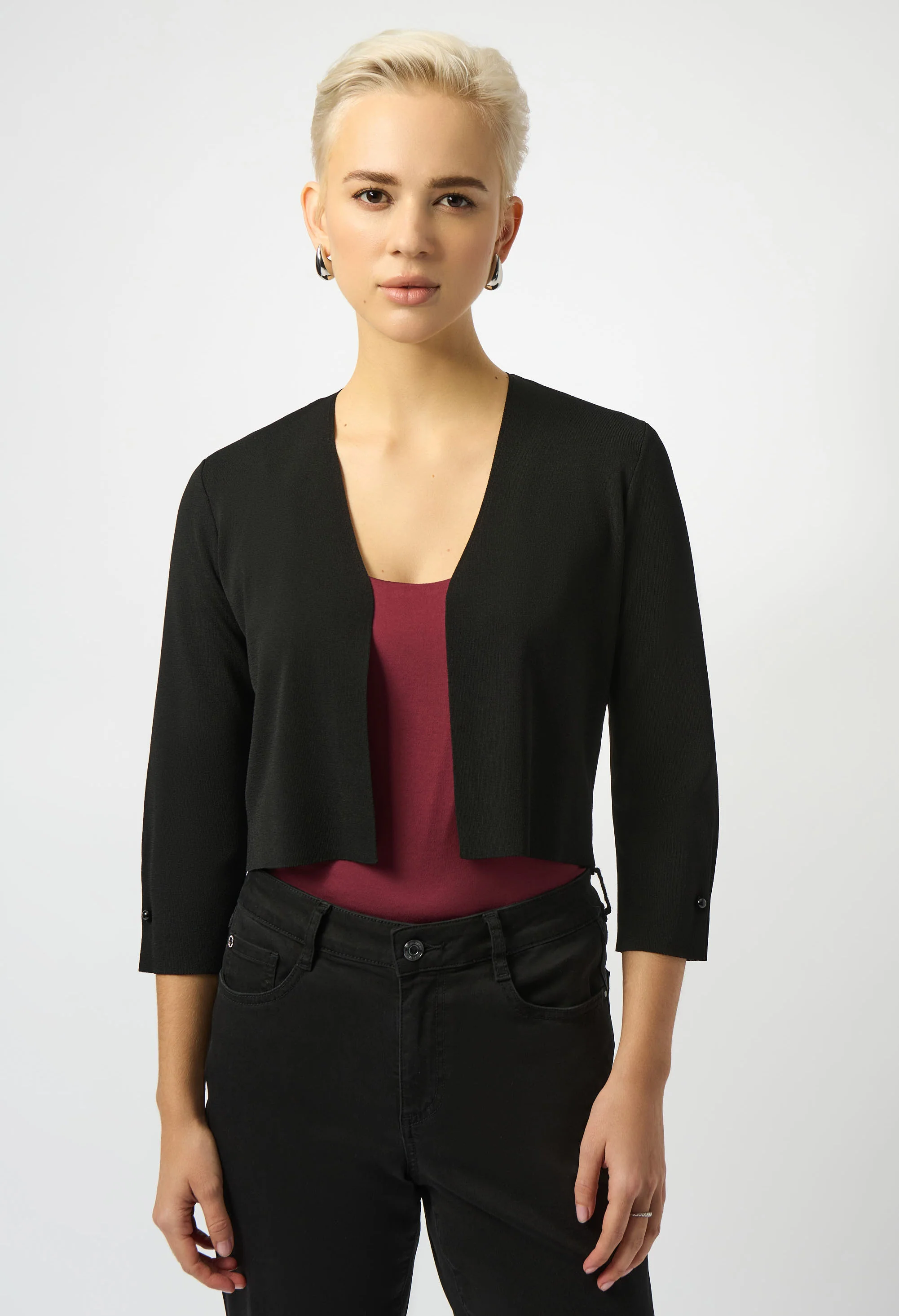 Open Front Casual Cropped Jacket