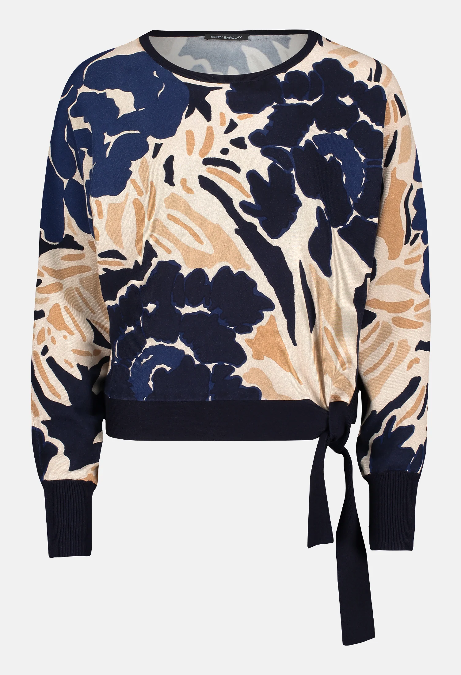 Fine Knit Floral Tie Waist Jumper