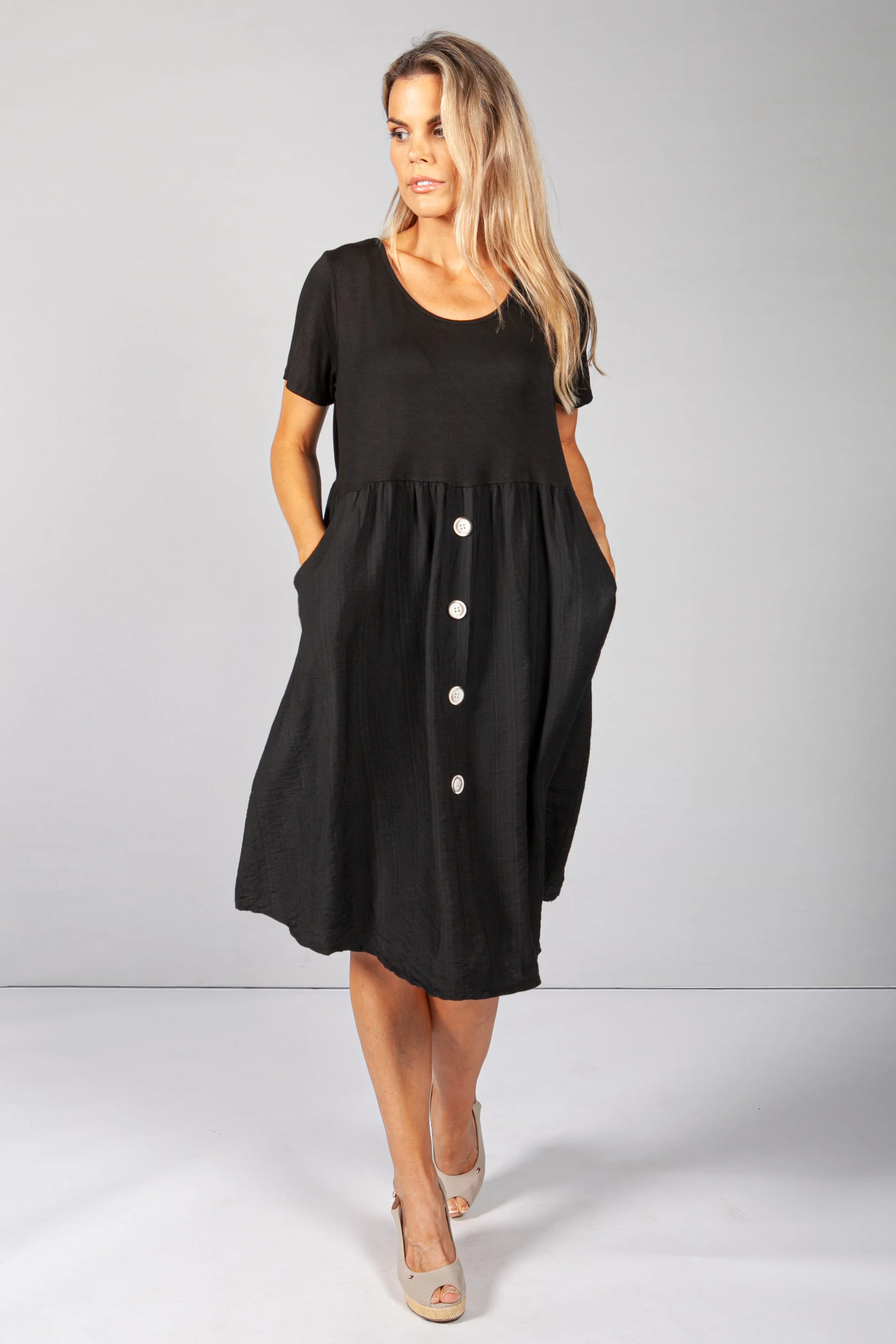 Black Button Dress