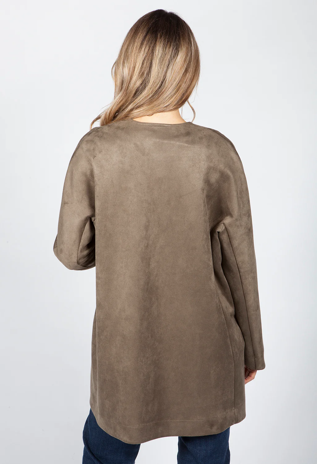 Moss Suede Long Line Blazer