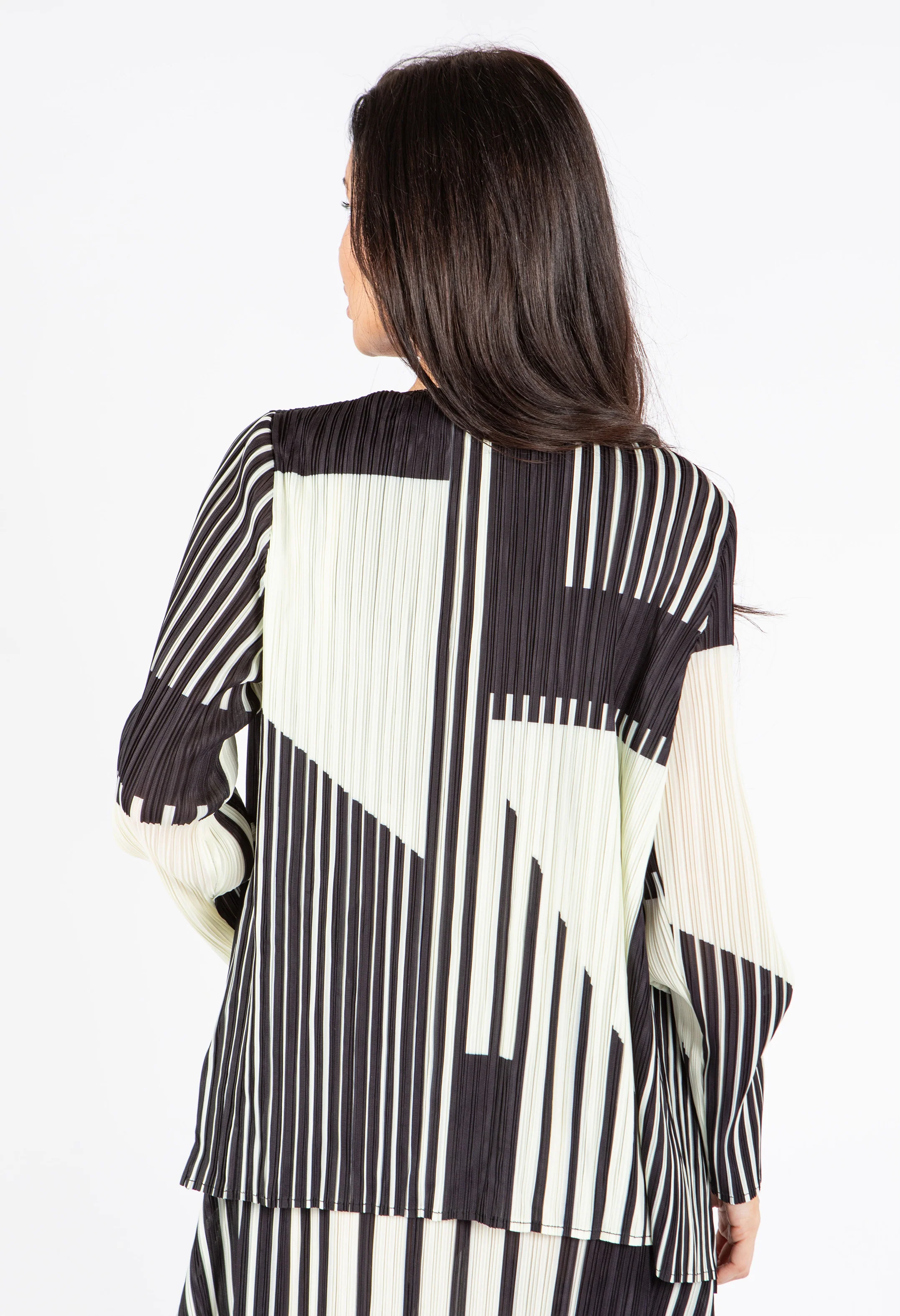 Pleated Stripe Open Jacket
