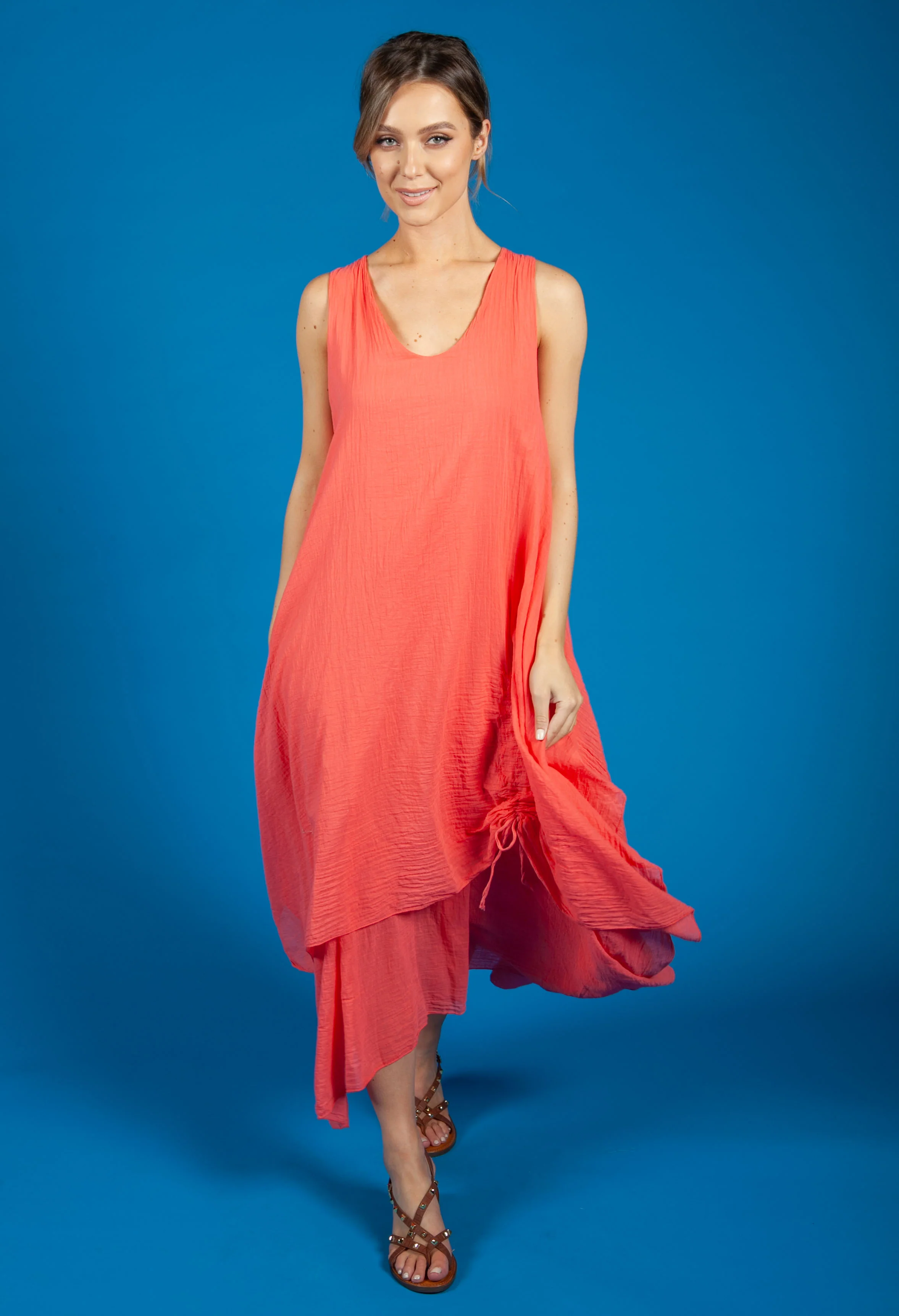 CORAL BOHO DRESS