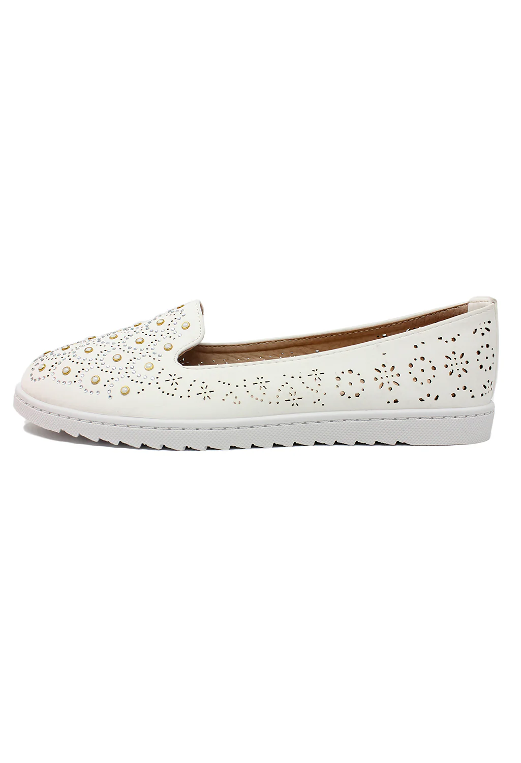 White Lightweight Pump with Decorative Stones