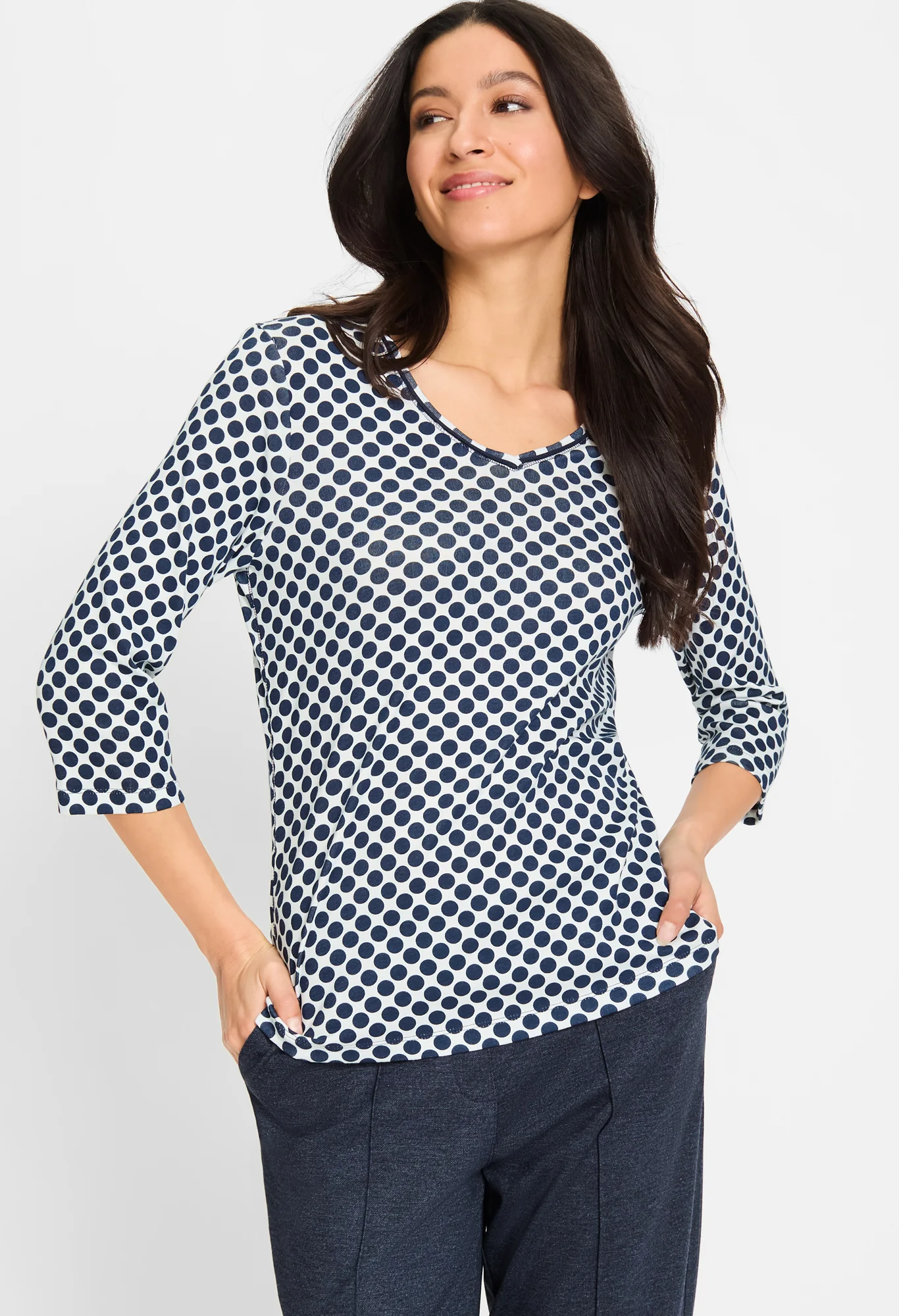 Polka Dot V Neck Top