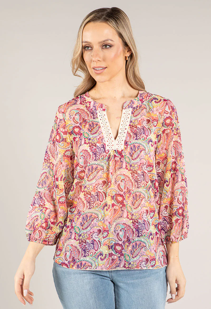 Floral Print Mesh Top