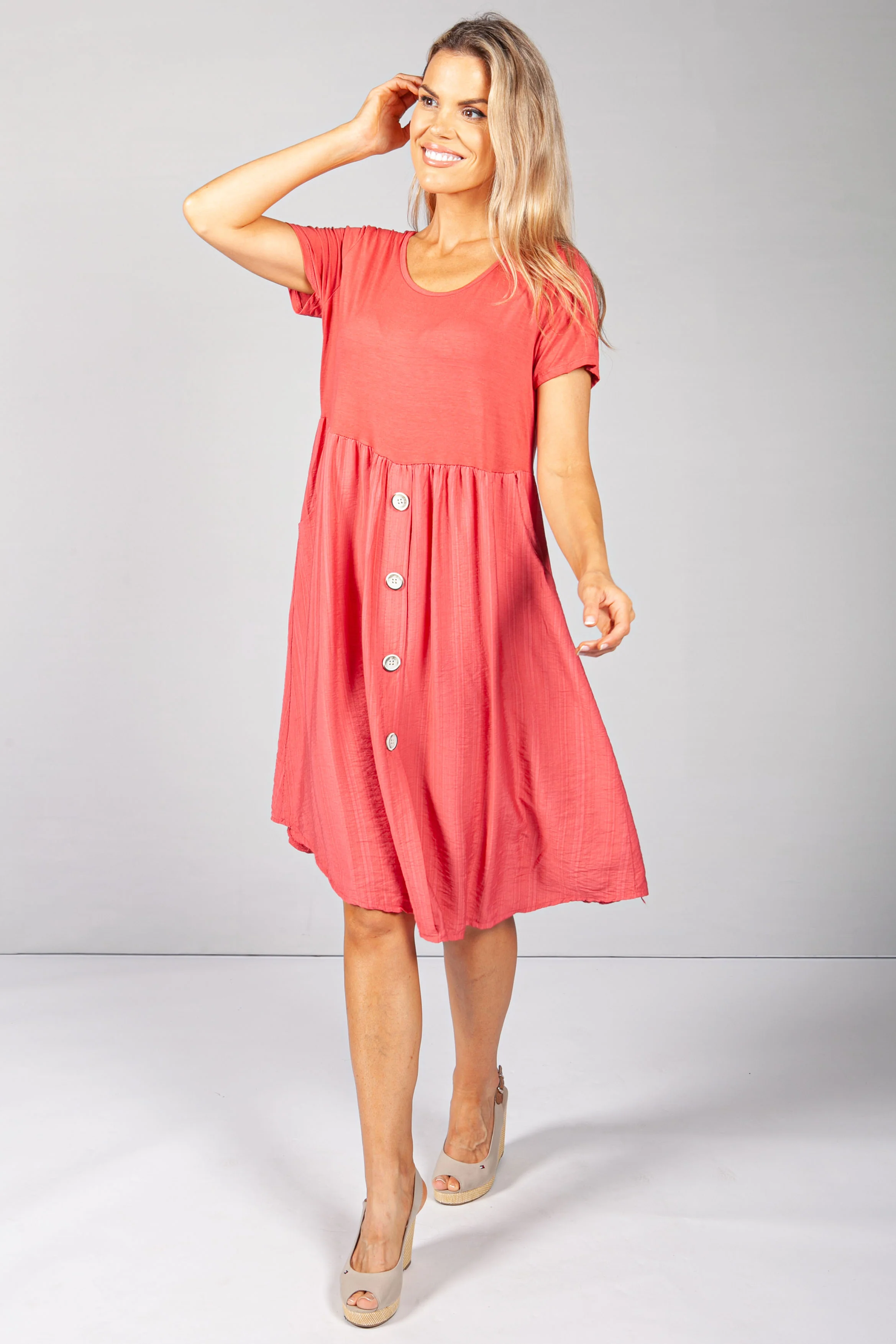 Red Button Dress