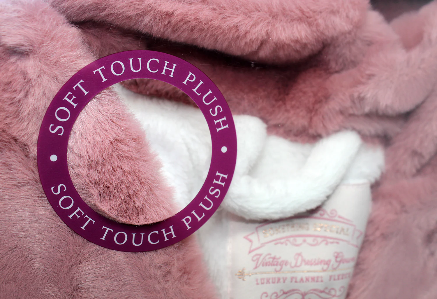 Fur Collar Dressing Gown in Mauve and Cream