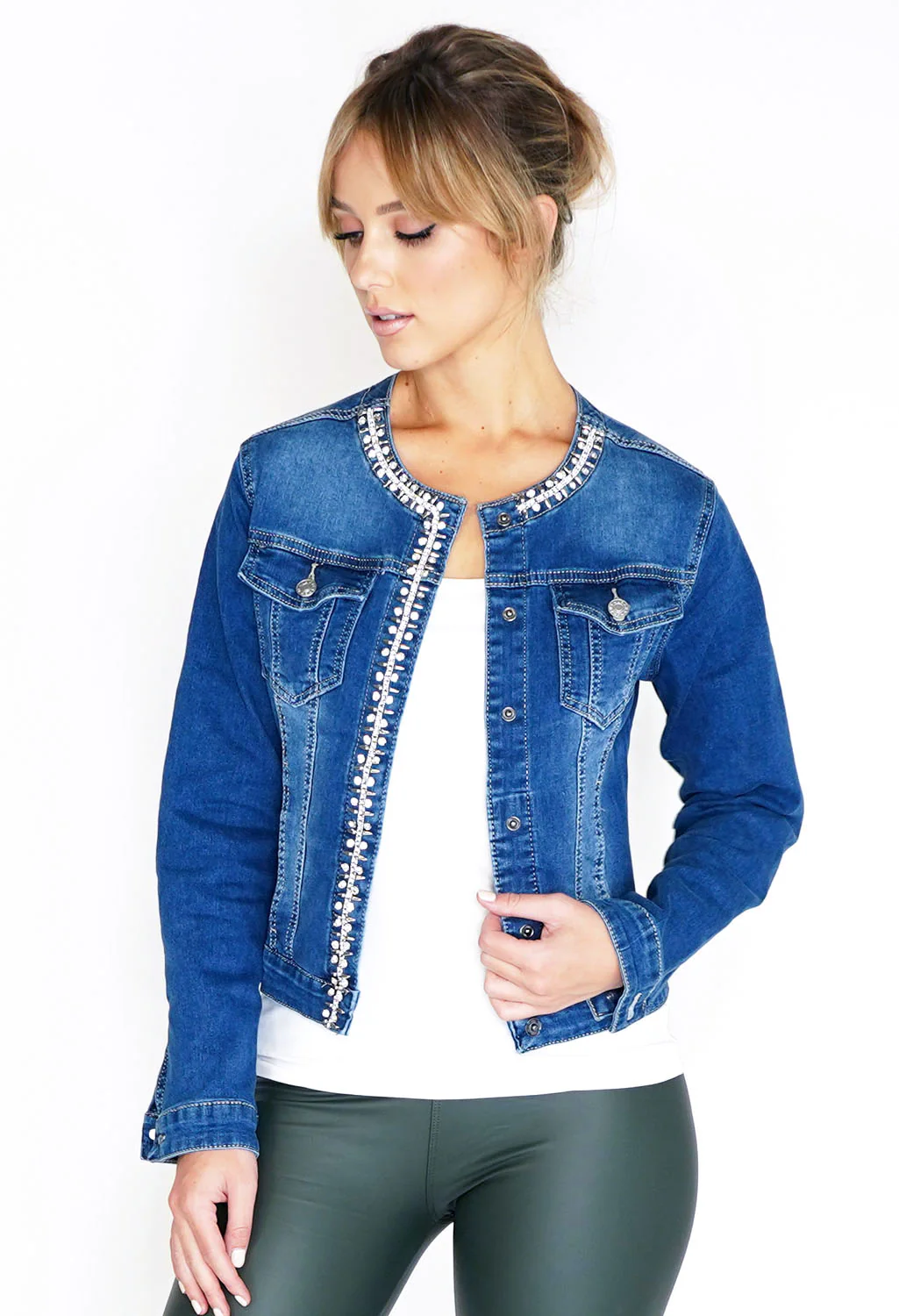 Jewel Trim Denim Jacket