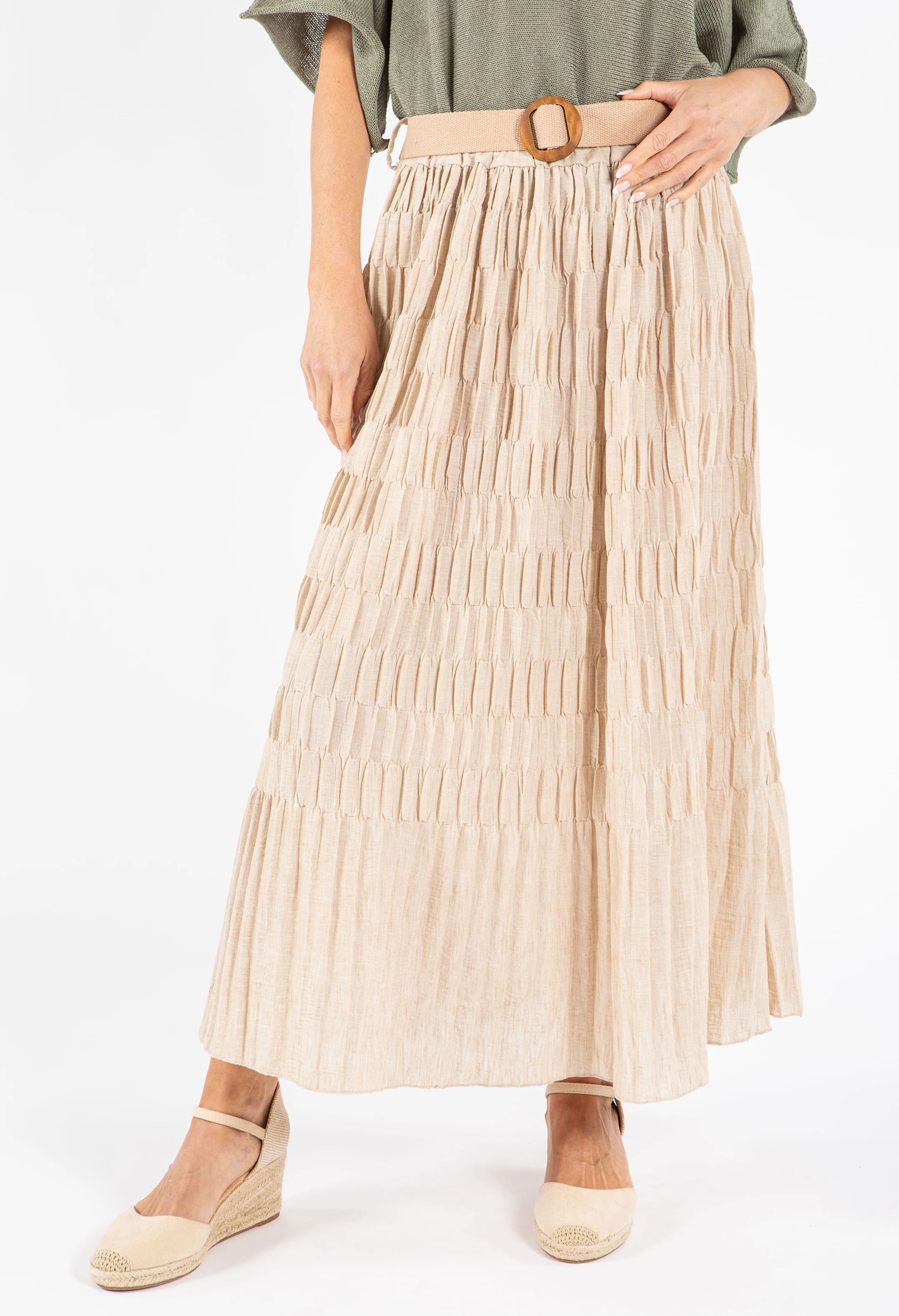 Crinkle Belted Skirt