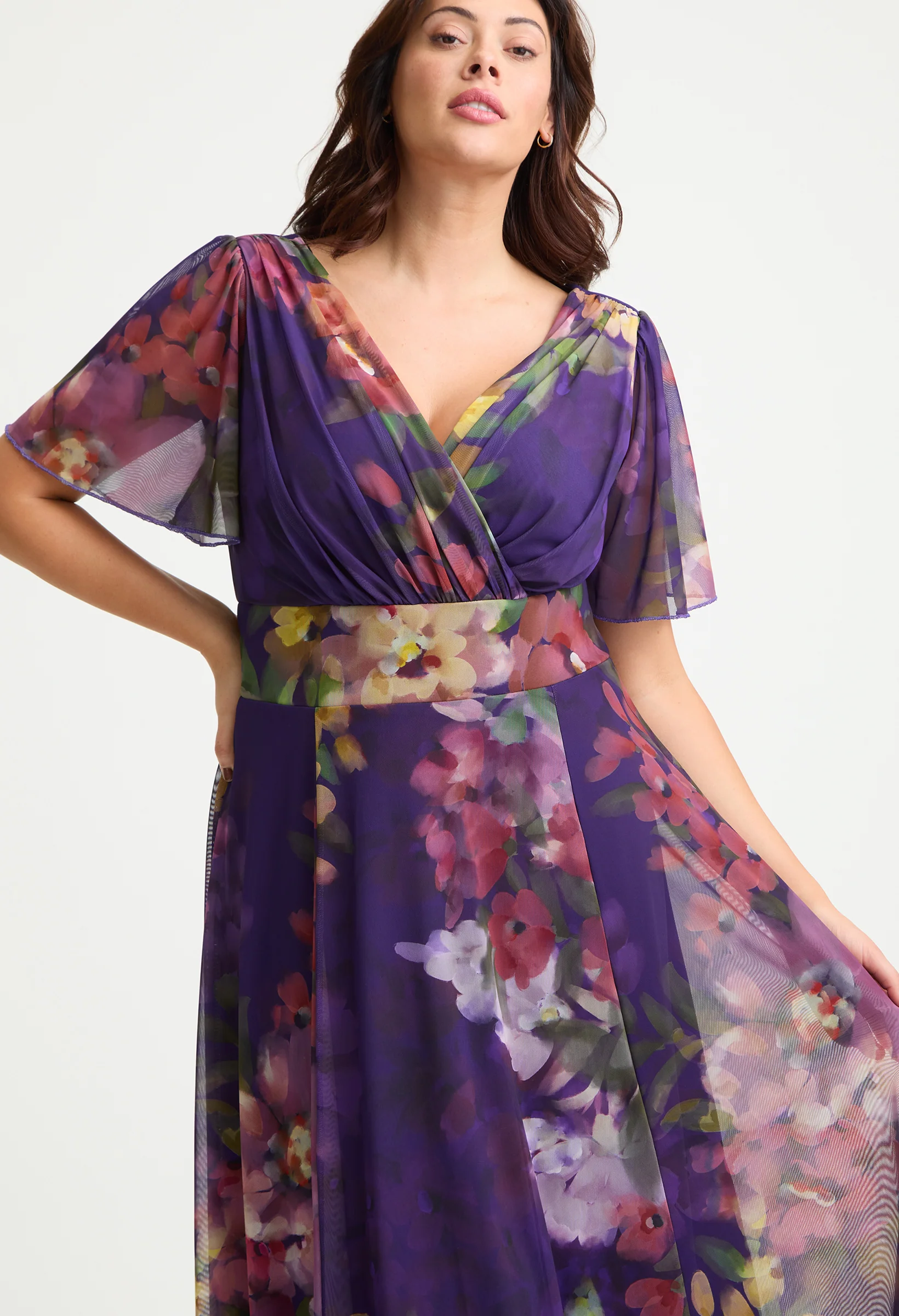 Isabelle Curve+ Angel Sleeve Maxi Dress