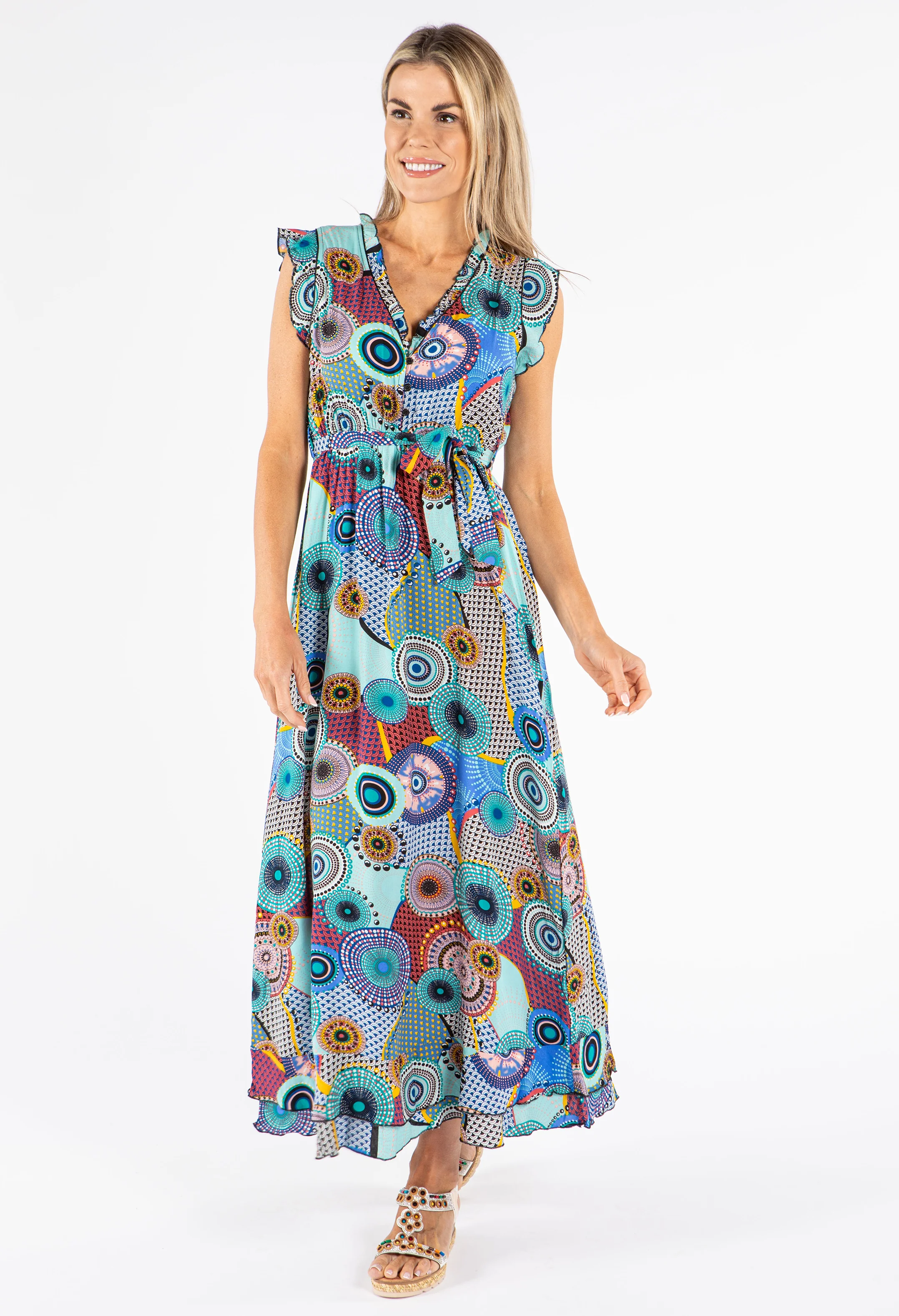 Mosaic Print Sleeveless Dress