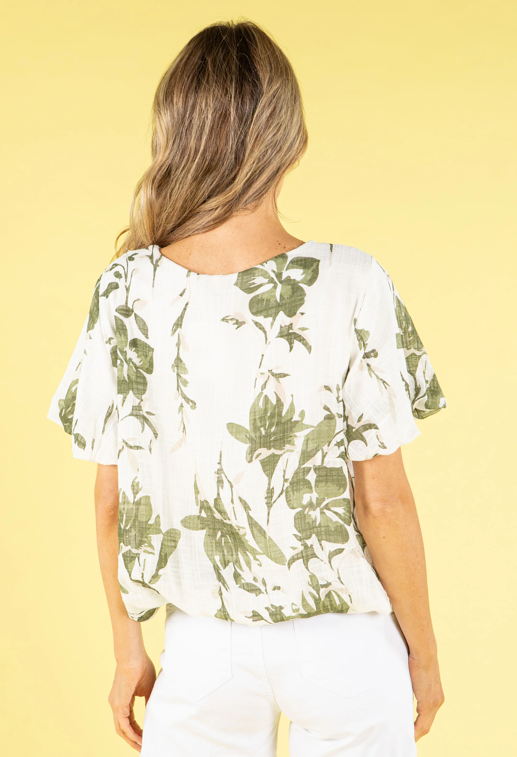 Floral Balloon Sleeve Top