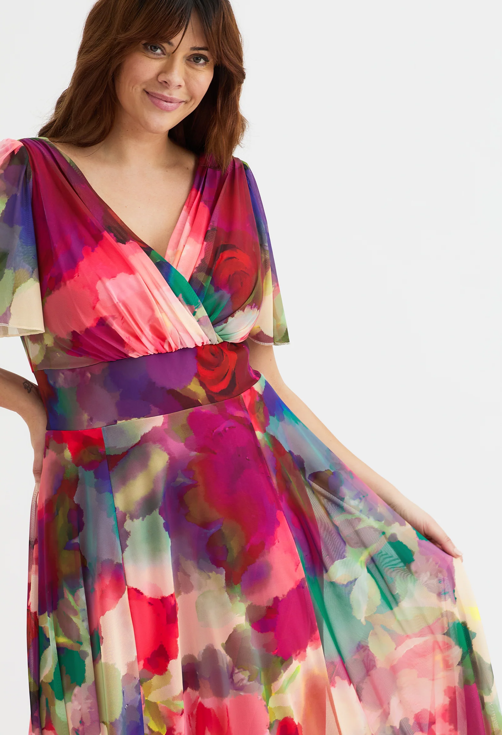 Isabelle Curve+ Angel Sleeve Maxi Dress