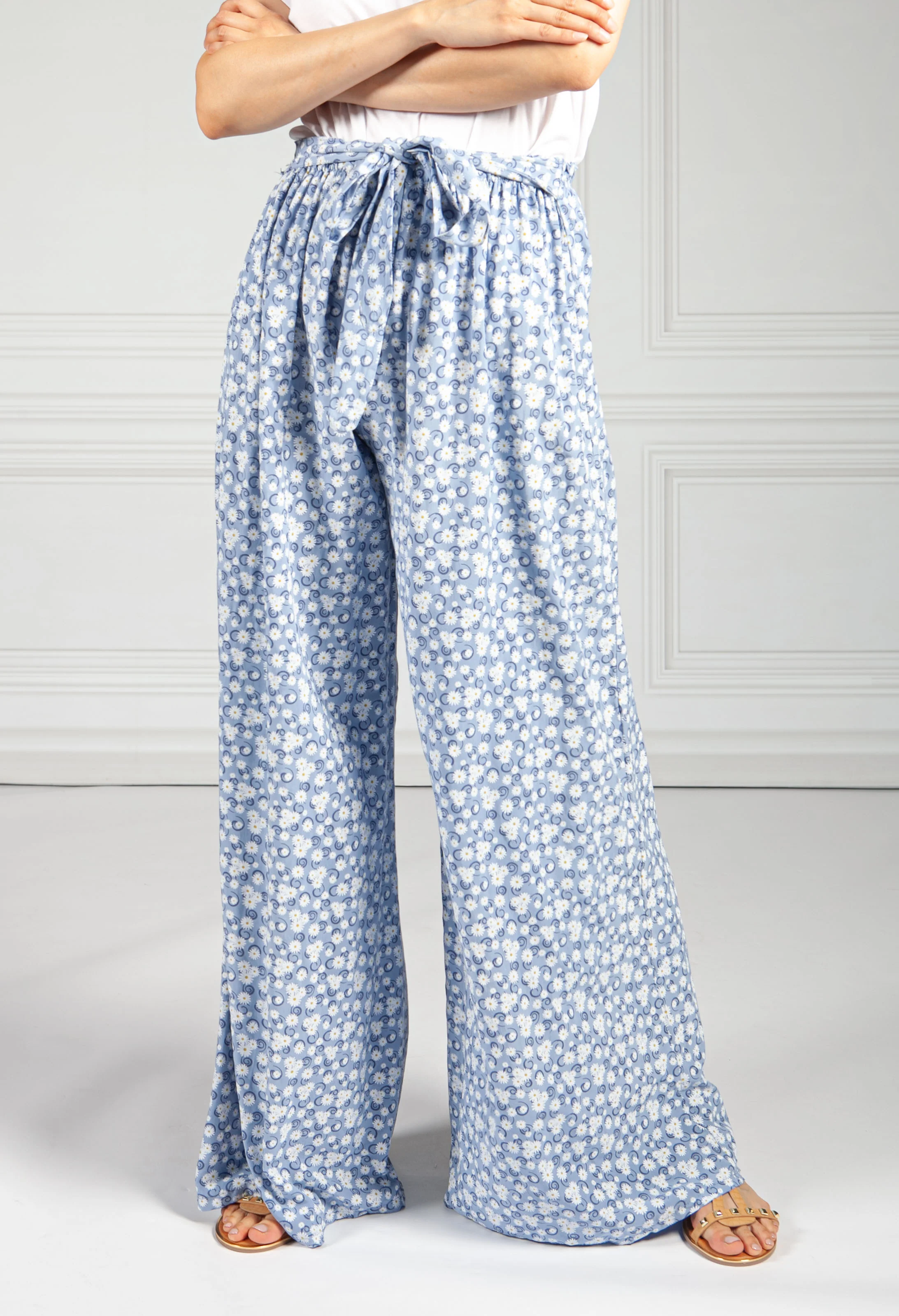 Daisy Chain Palazzo Pants in Blue