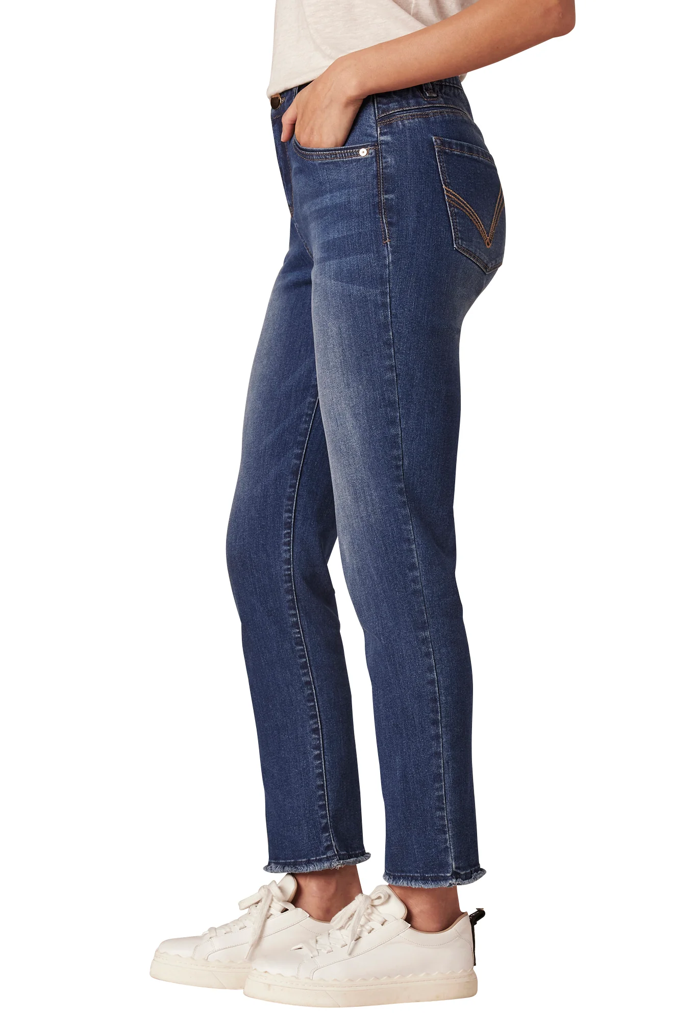 Absolution High Rise Cascading Embroidered D Slim Straight Jean