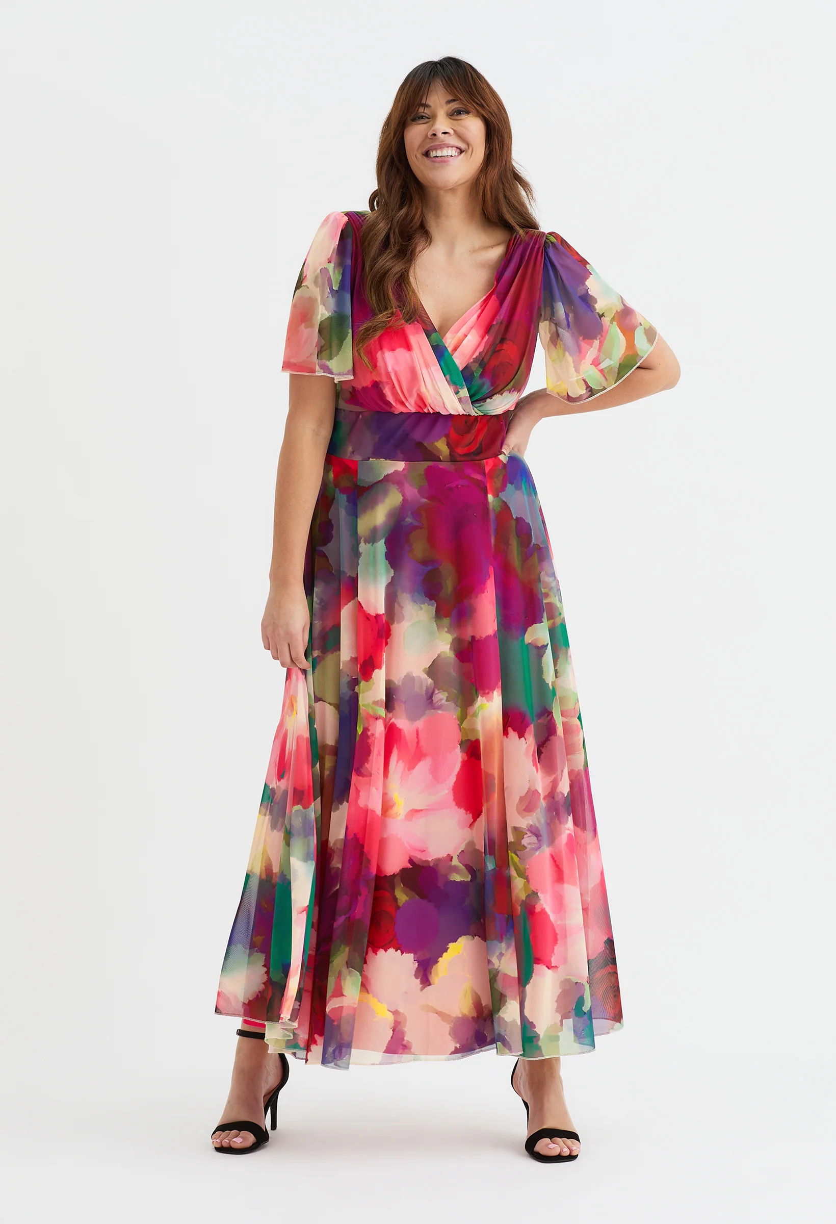 Isabelle Curve+ Angel Sleeve Maxi Dress