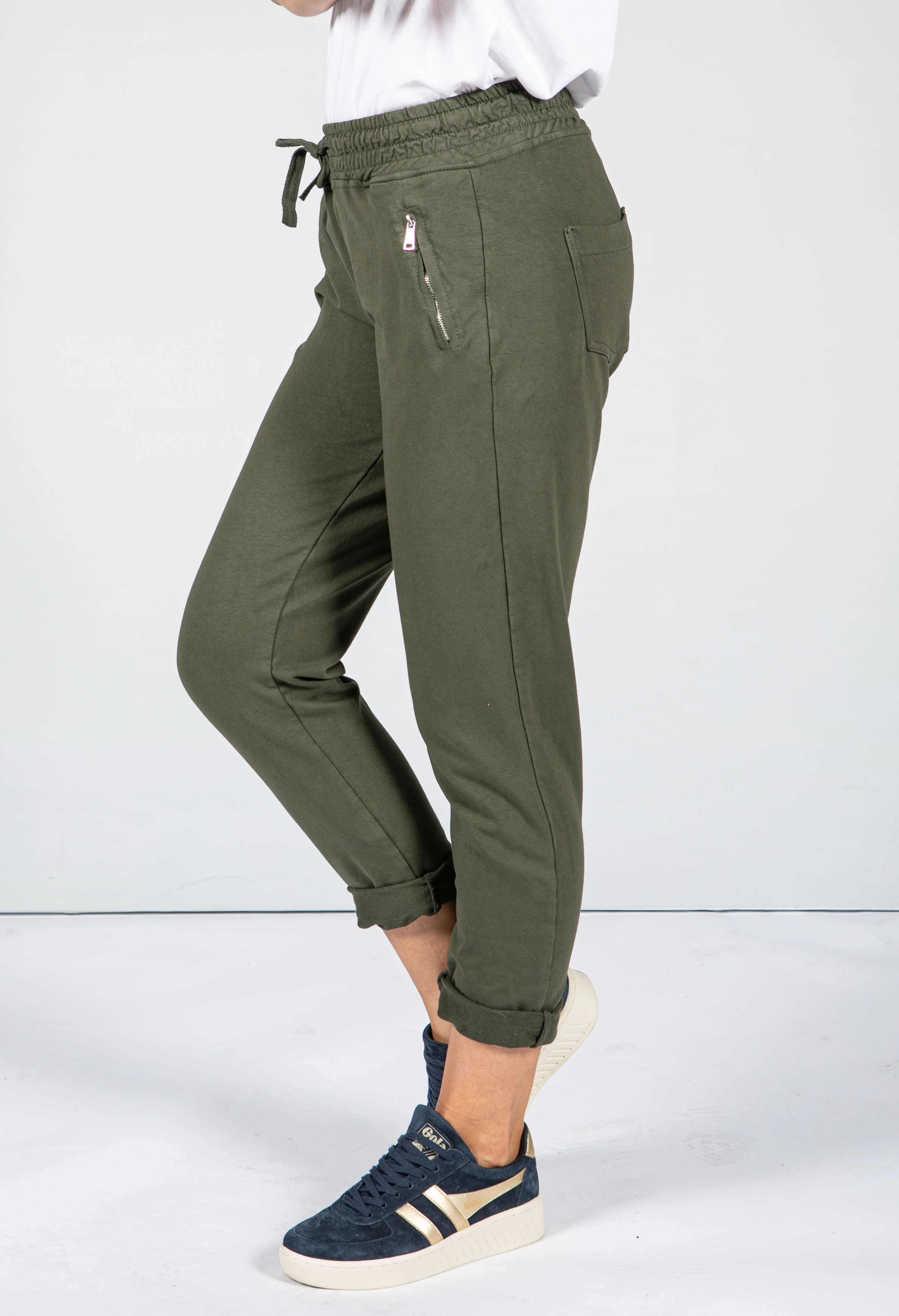 Khaki Jog Pant with Zip Pocket