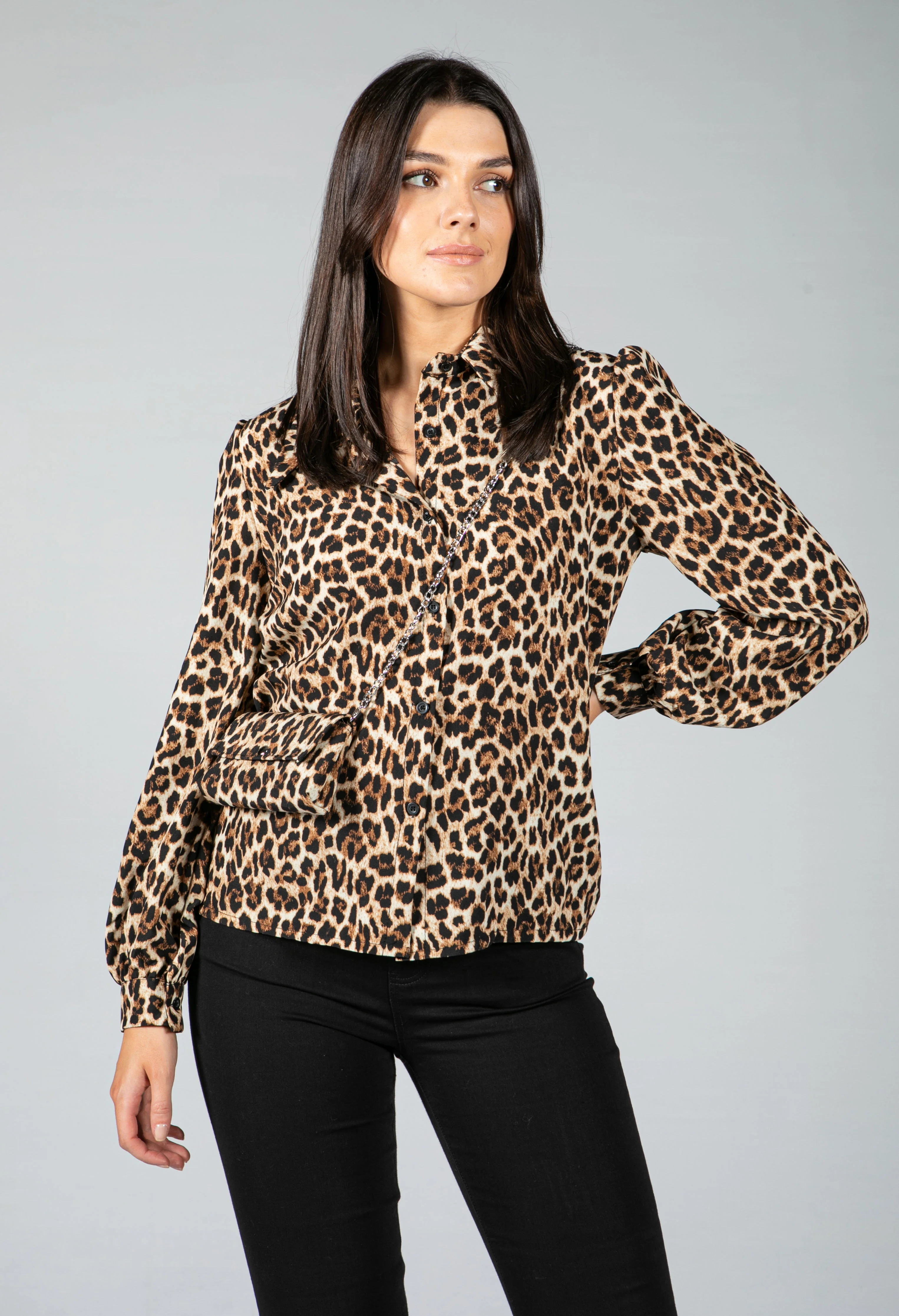 Leopard print blouse with Bag
