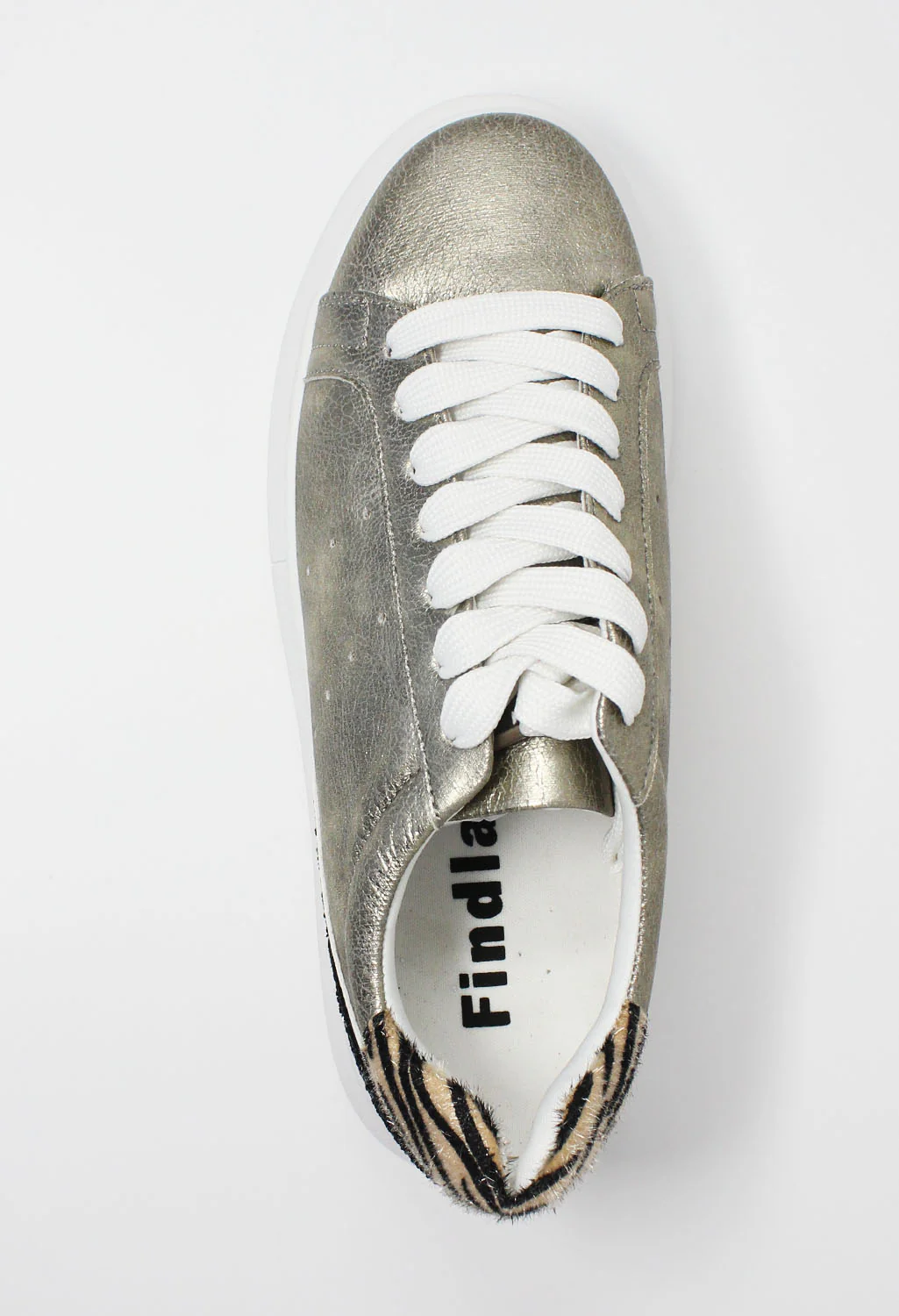 Gold with Black Glitter detail Laced Trainer