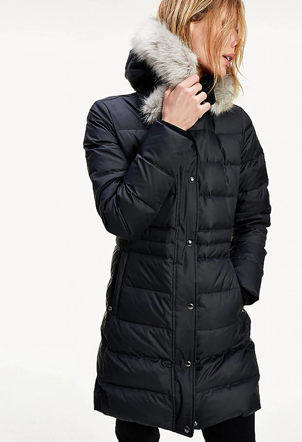 ESSENTIAL DOWN-FILLED FAUX FUR TRIM COAT-1