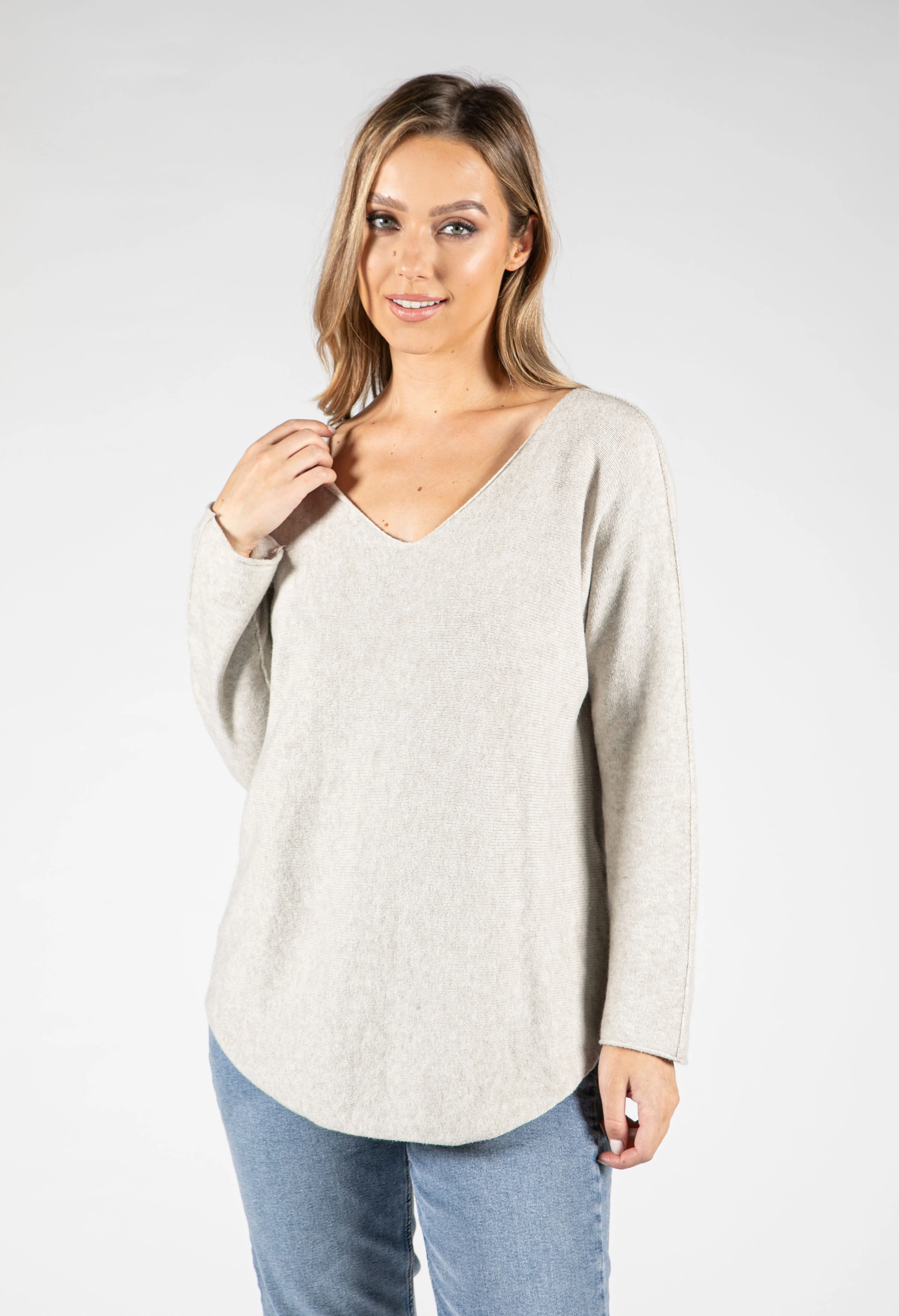 Fine Knit V-Neck Jumper