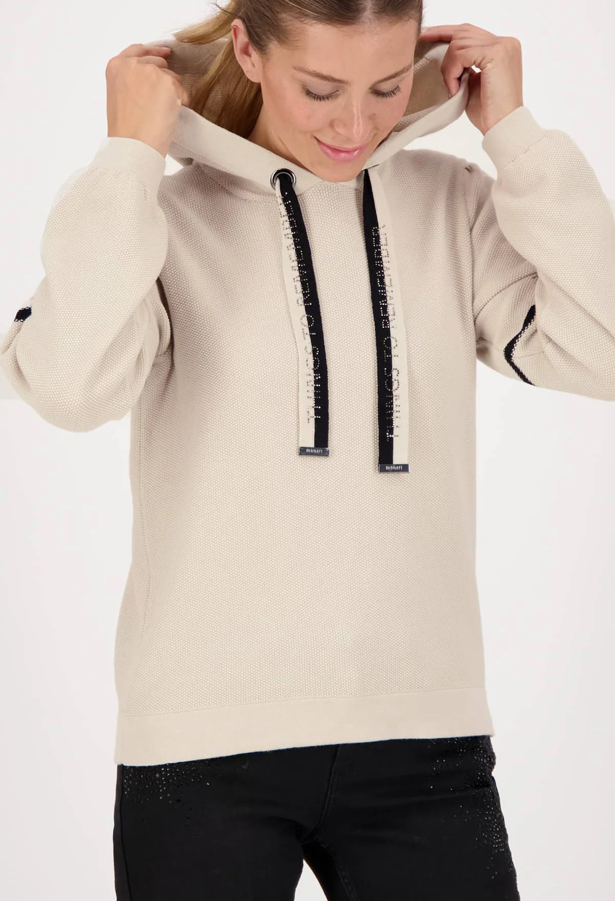 Contrast Cotton Knit Hoodie