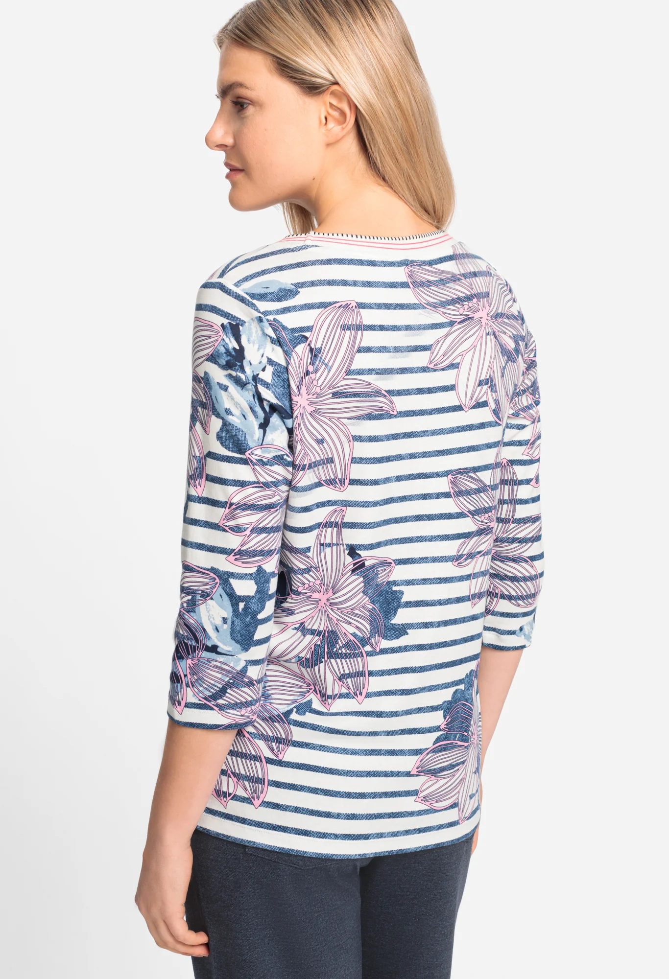 Striped Top with Floral Graphic