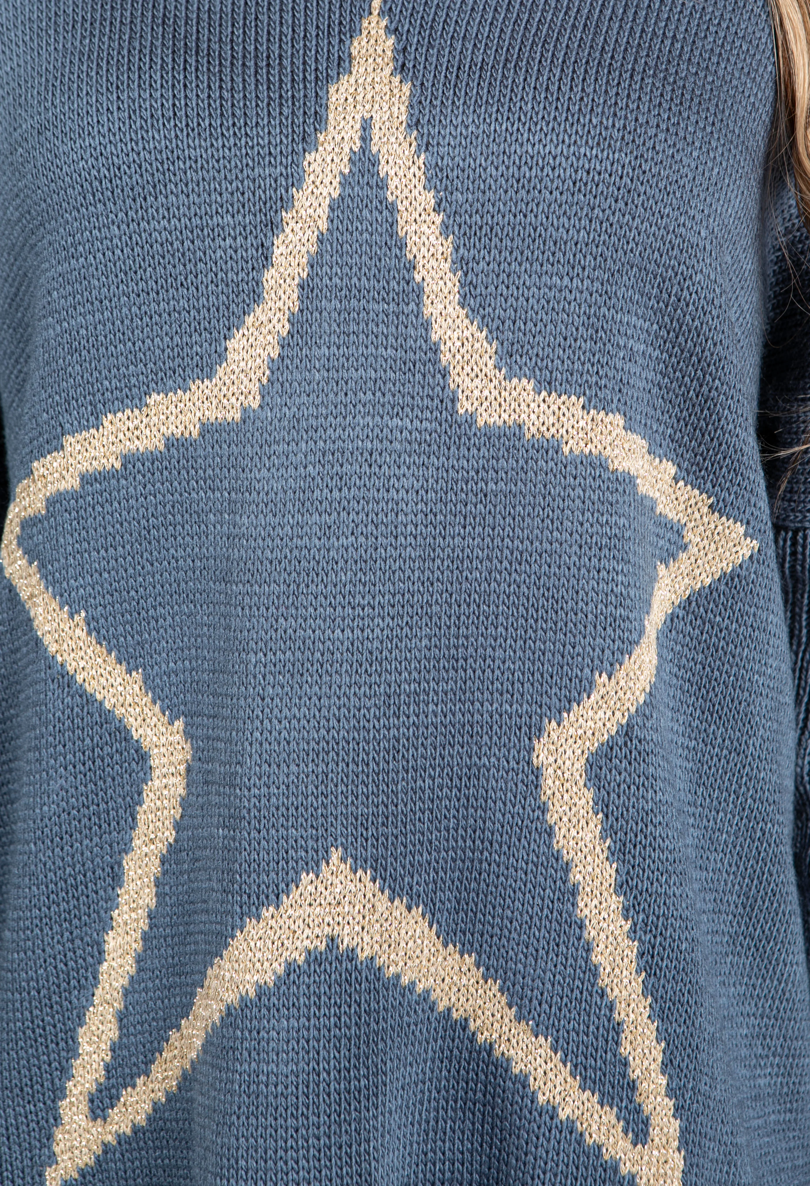 Dark Blue Knit with Lurex Star Design