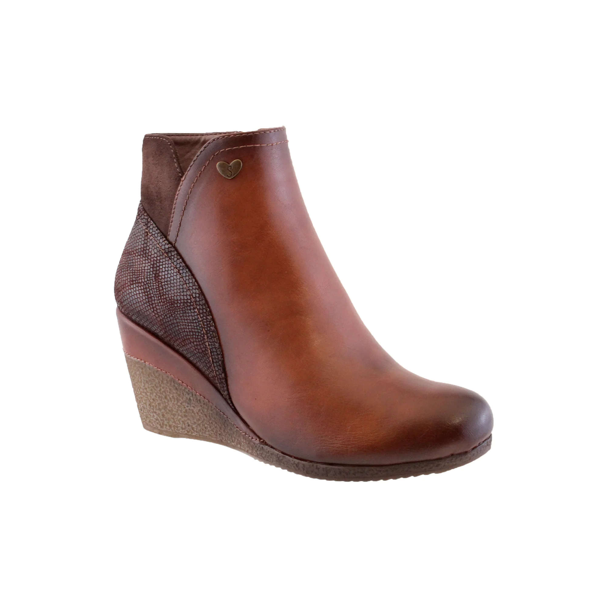 Tan Mid Wedge Ankle Boot
