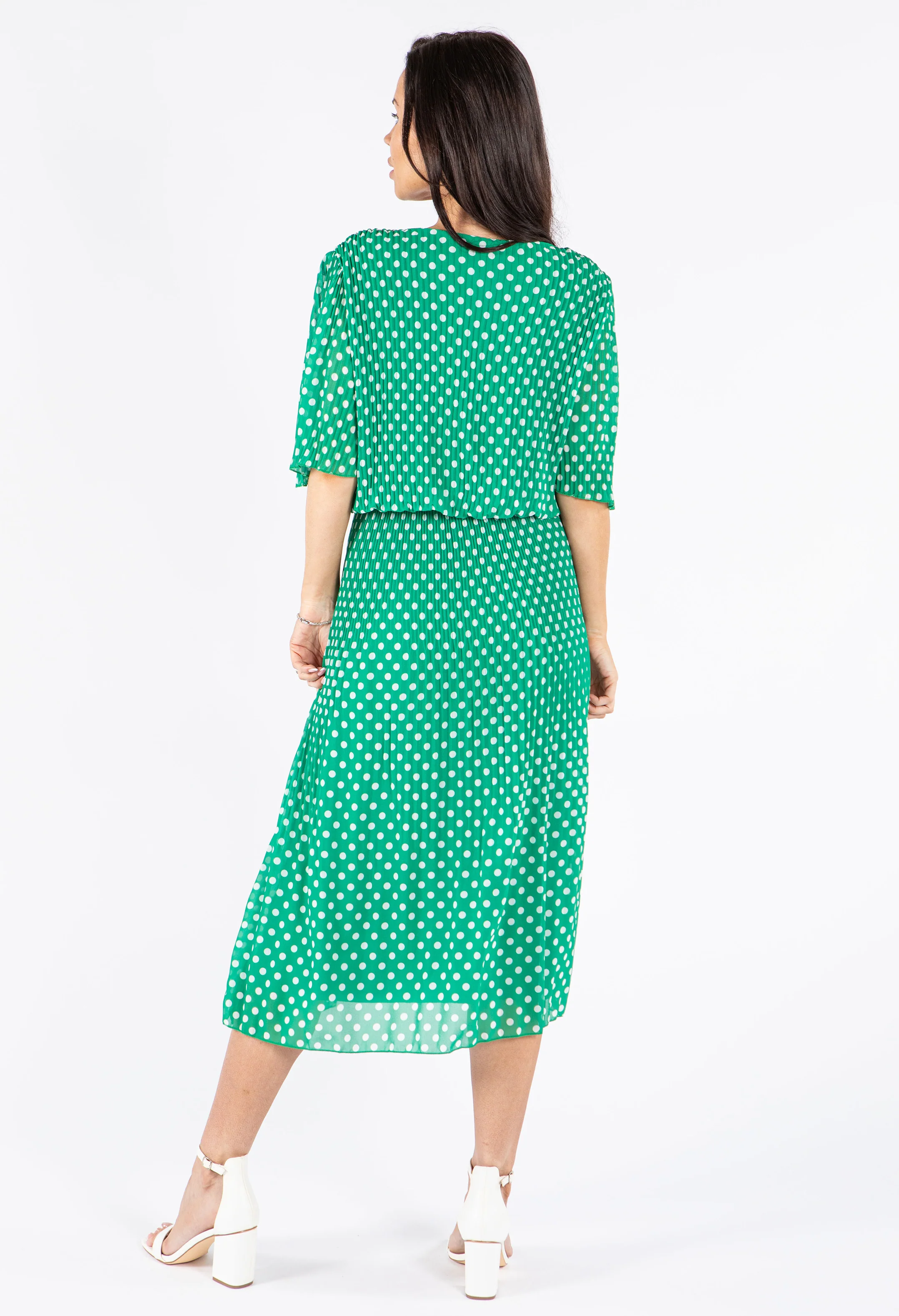 Plisse Pleat Polka Dot Dress