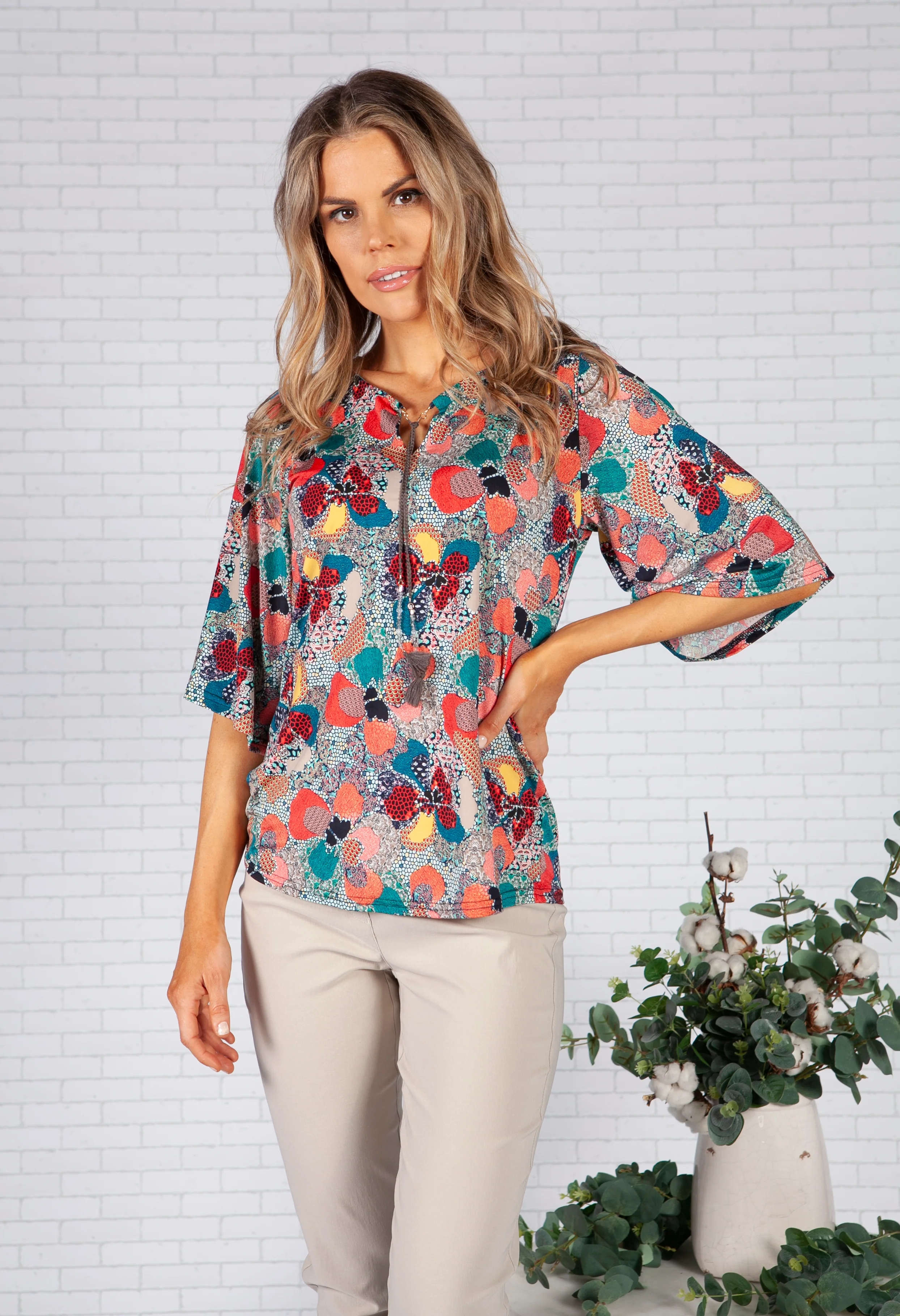 Honeycomb and Floral Design Top