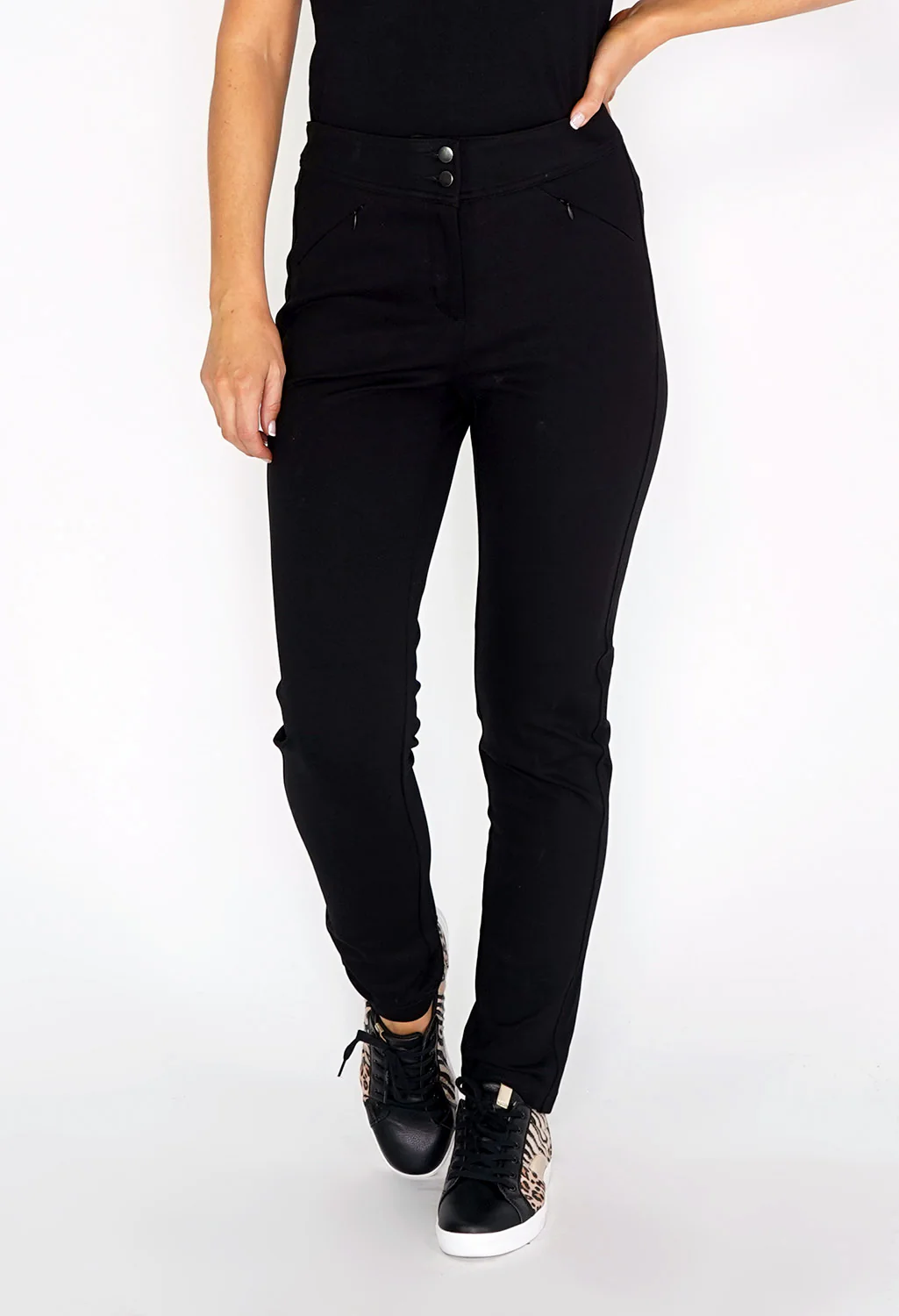Black Double Button Trousers
